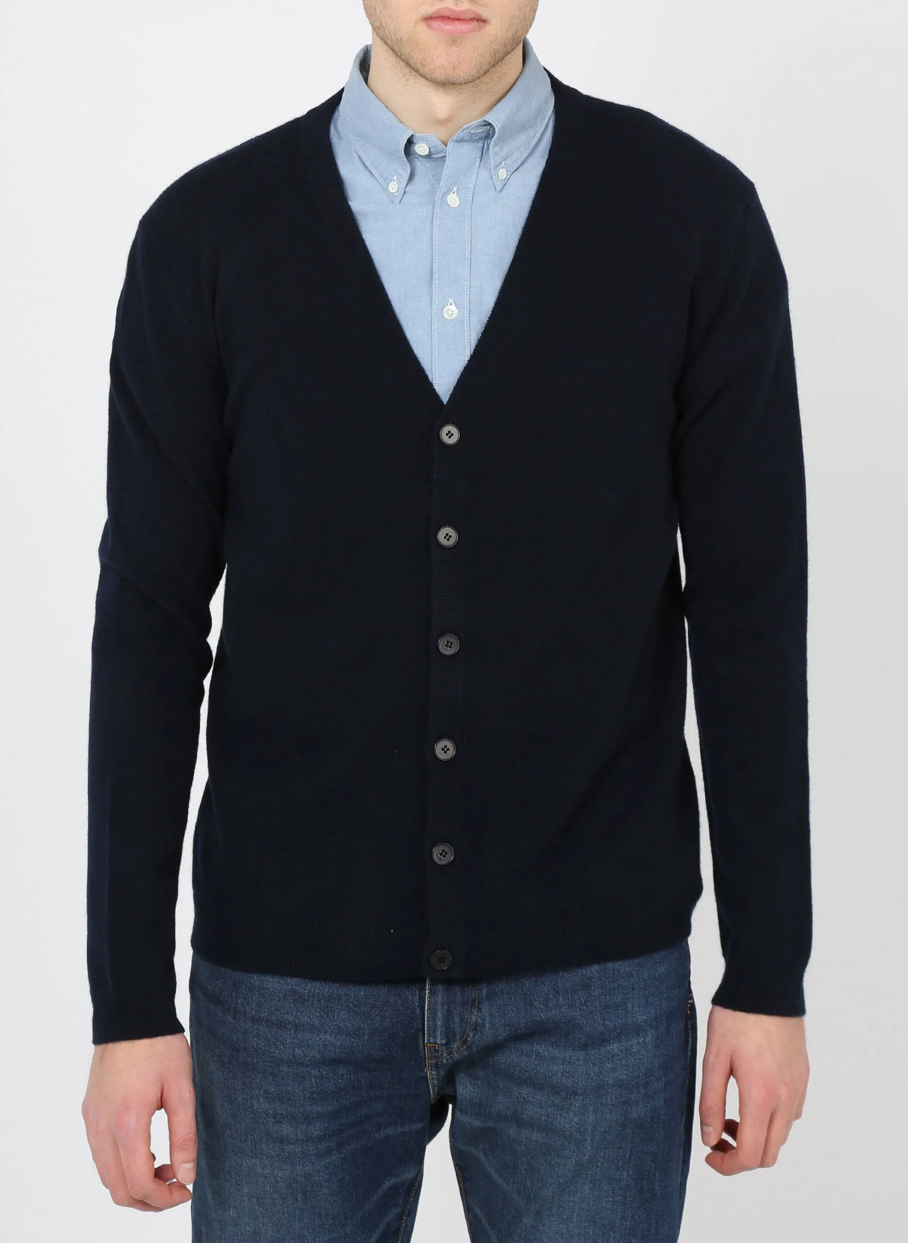 Gilet col V regular fit en cachemire Bleu YVAN