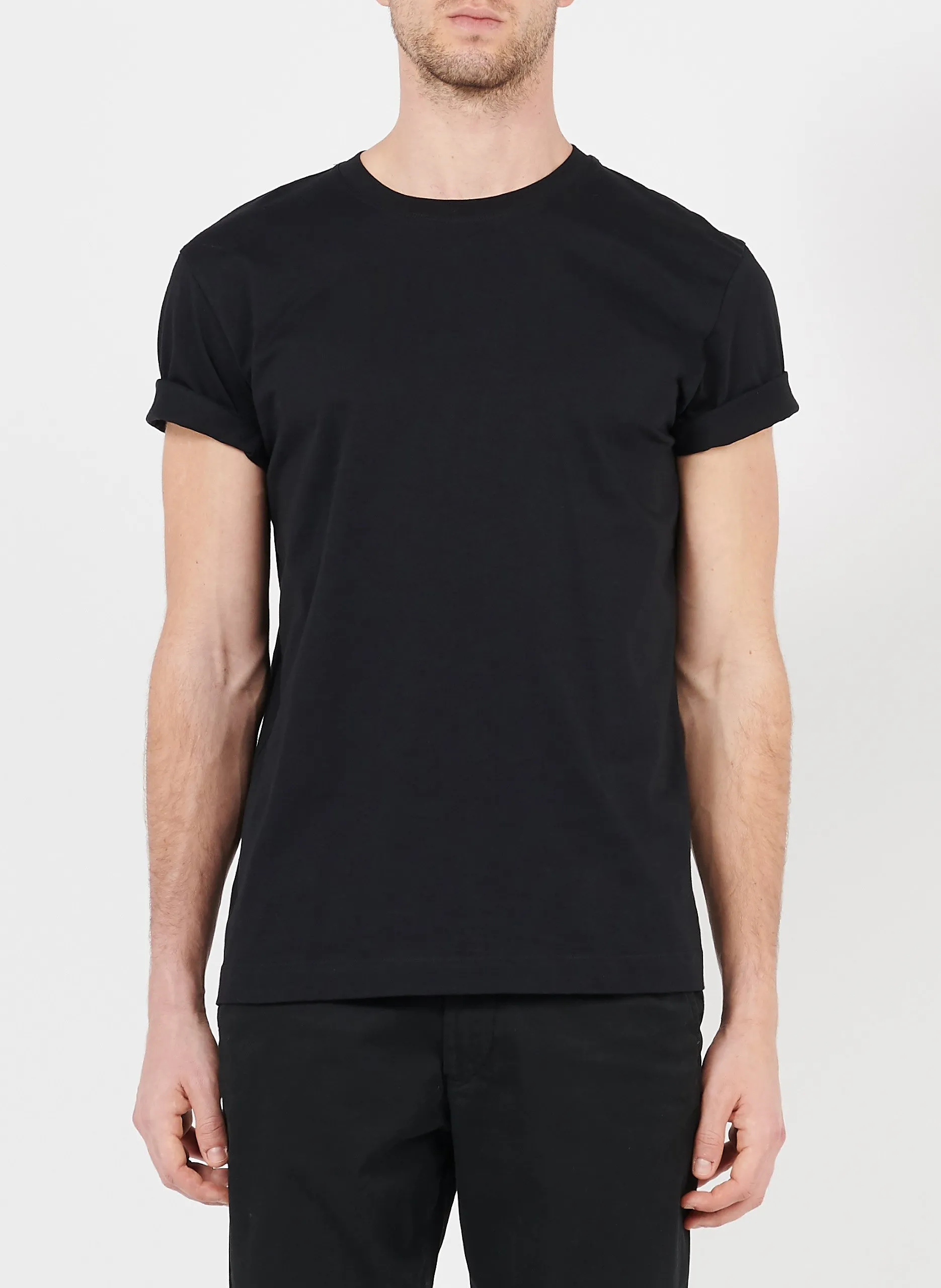 Tee-shirt col rond regular-fit en coton Noir