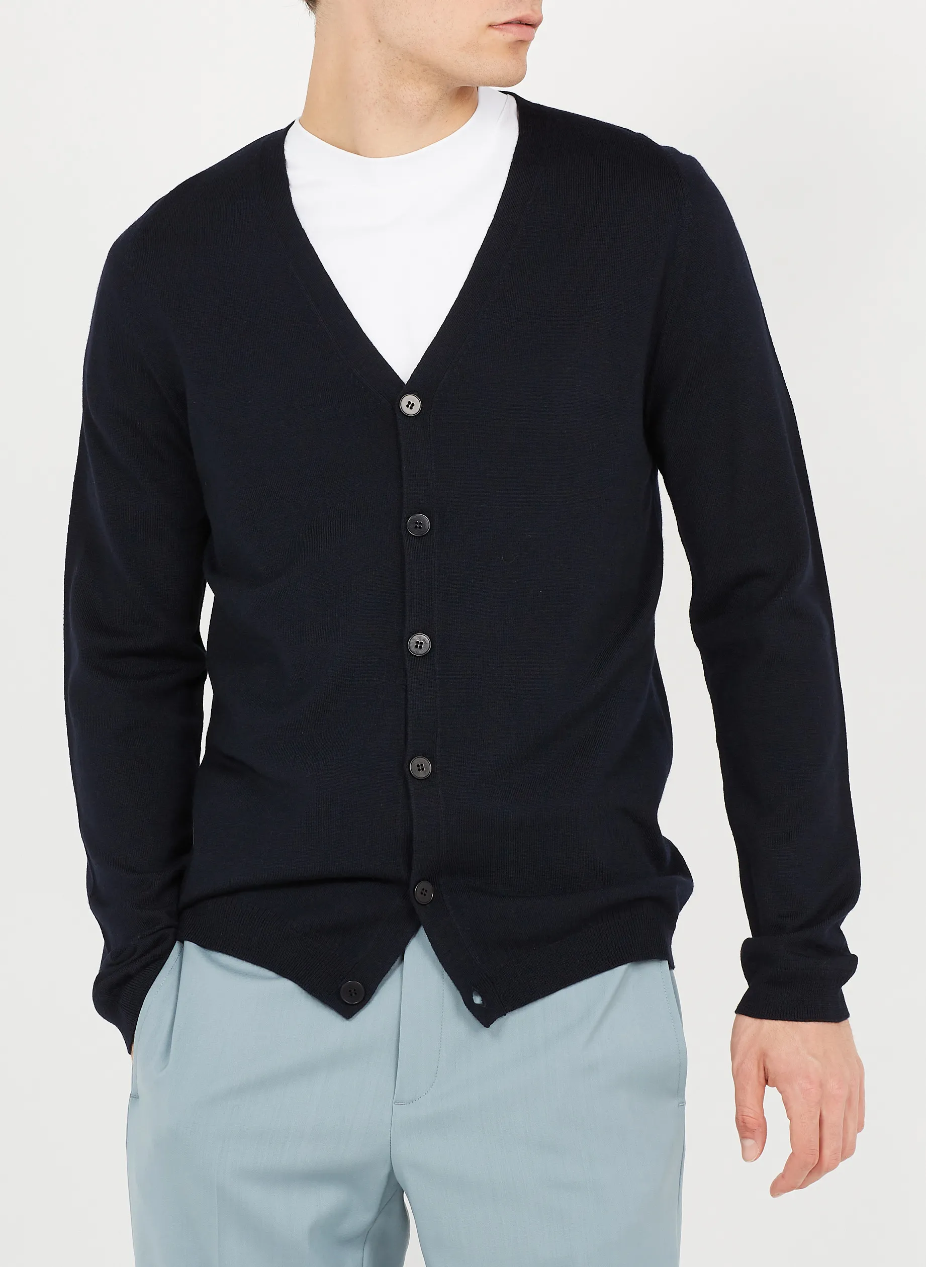 Gilet ouvert en laine Bleu