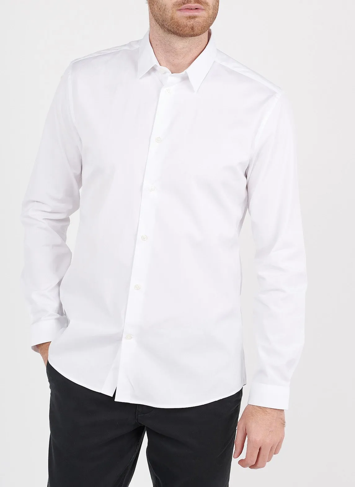 Chemise col classique slim fit en coton Blanc KRAVE