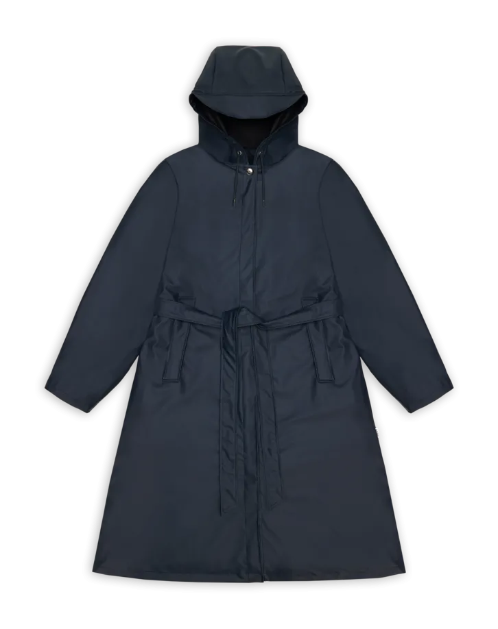 Imperméable droit col rond Bleu