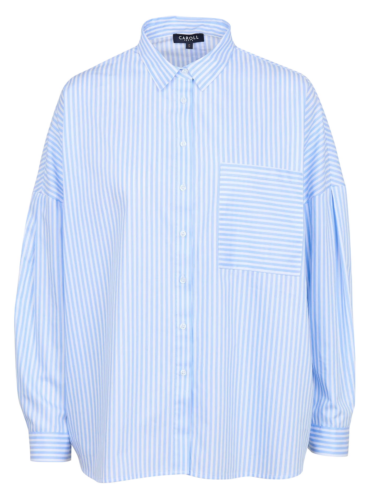 Chemise col classique rayée en coton Bleu 232C-CLAUDINE