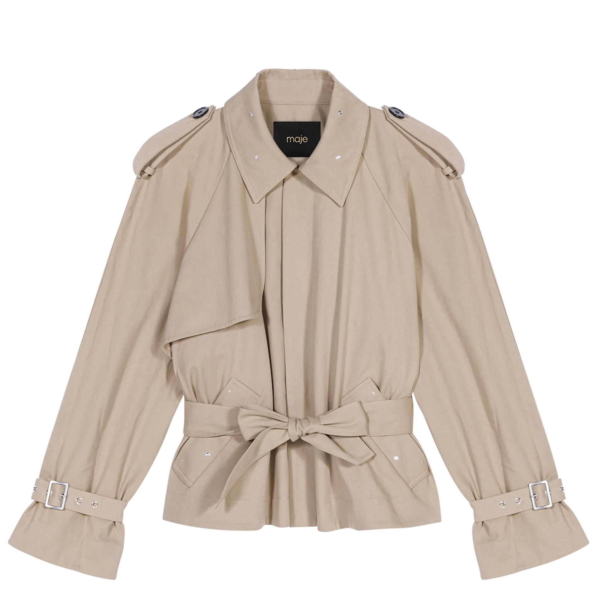 Veste courte déperlante en coton Beige