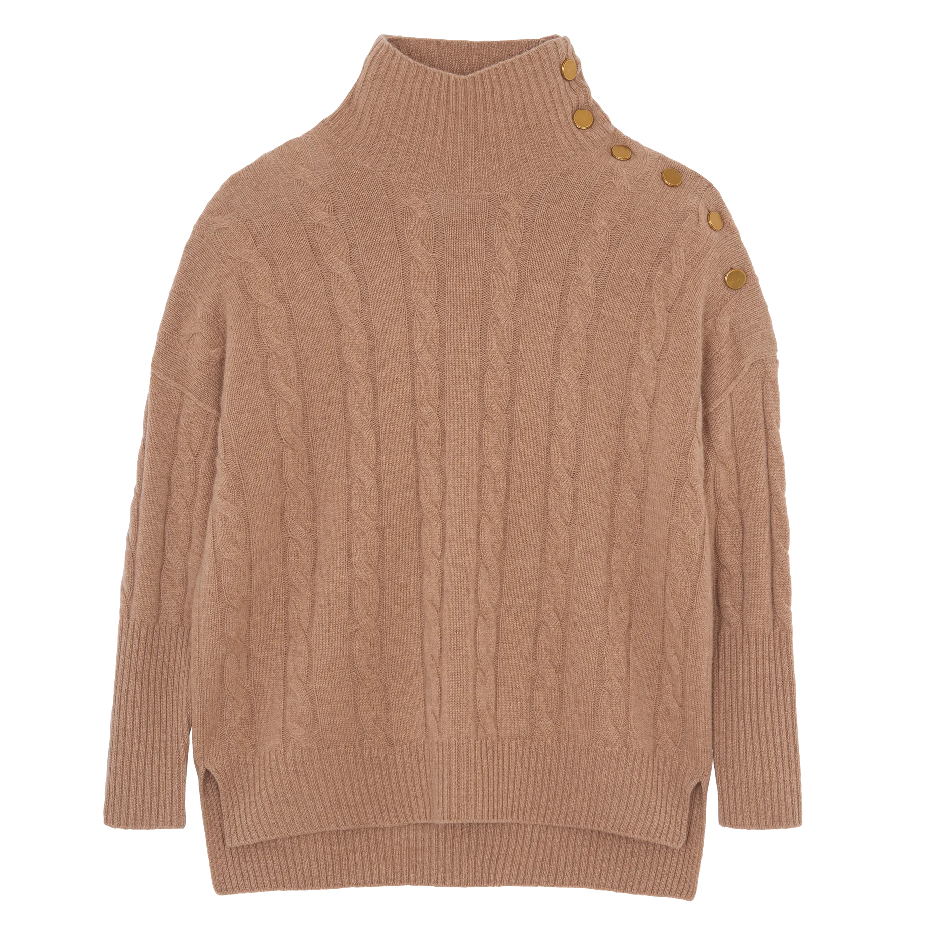 Pull ample col montant en cachemire Marron INKO