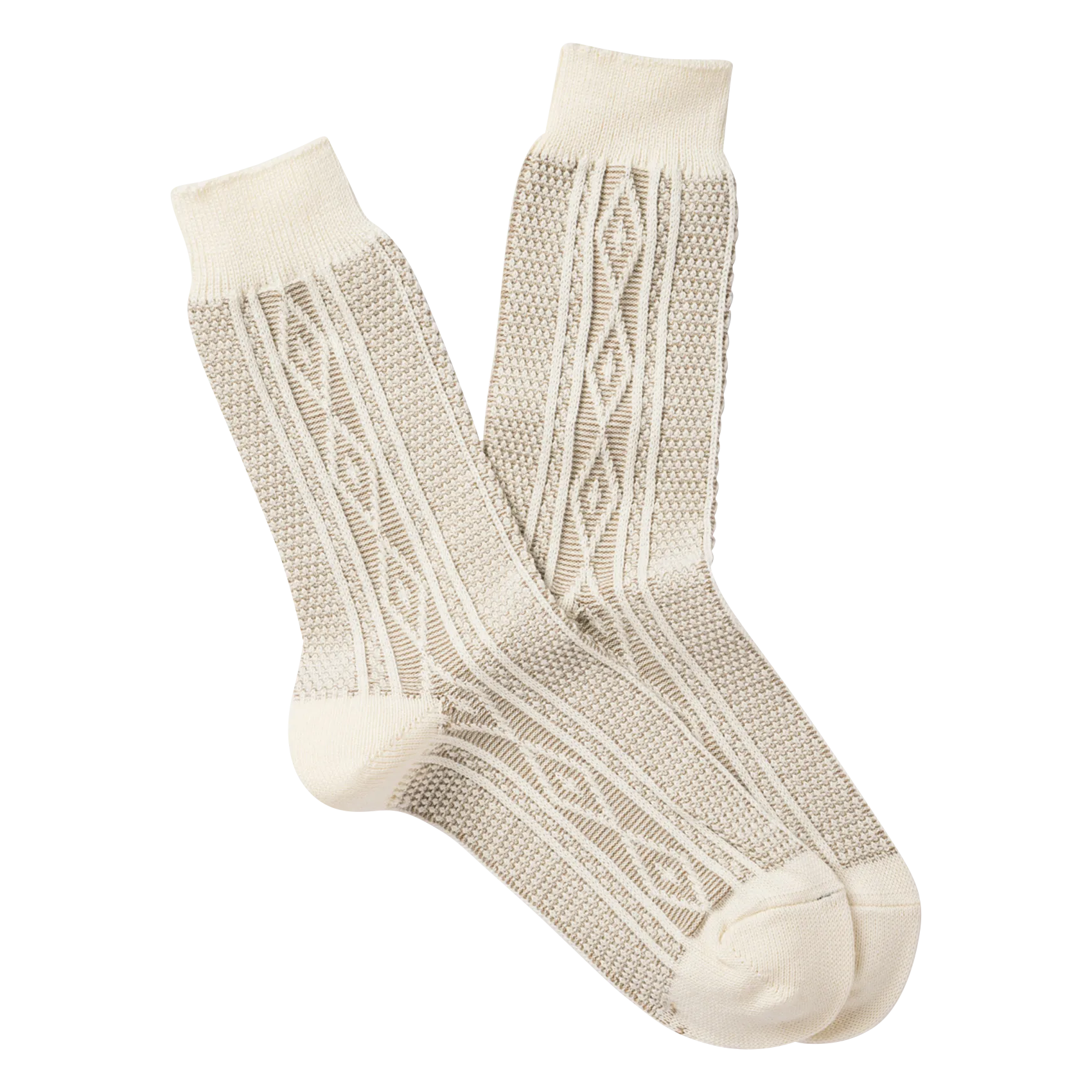 Chaussettes en tricot irlandais en coton mélangé Blanc ARAN