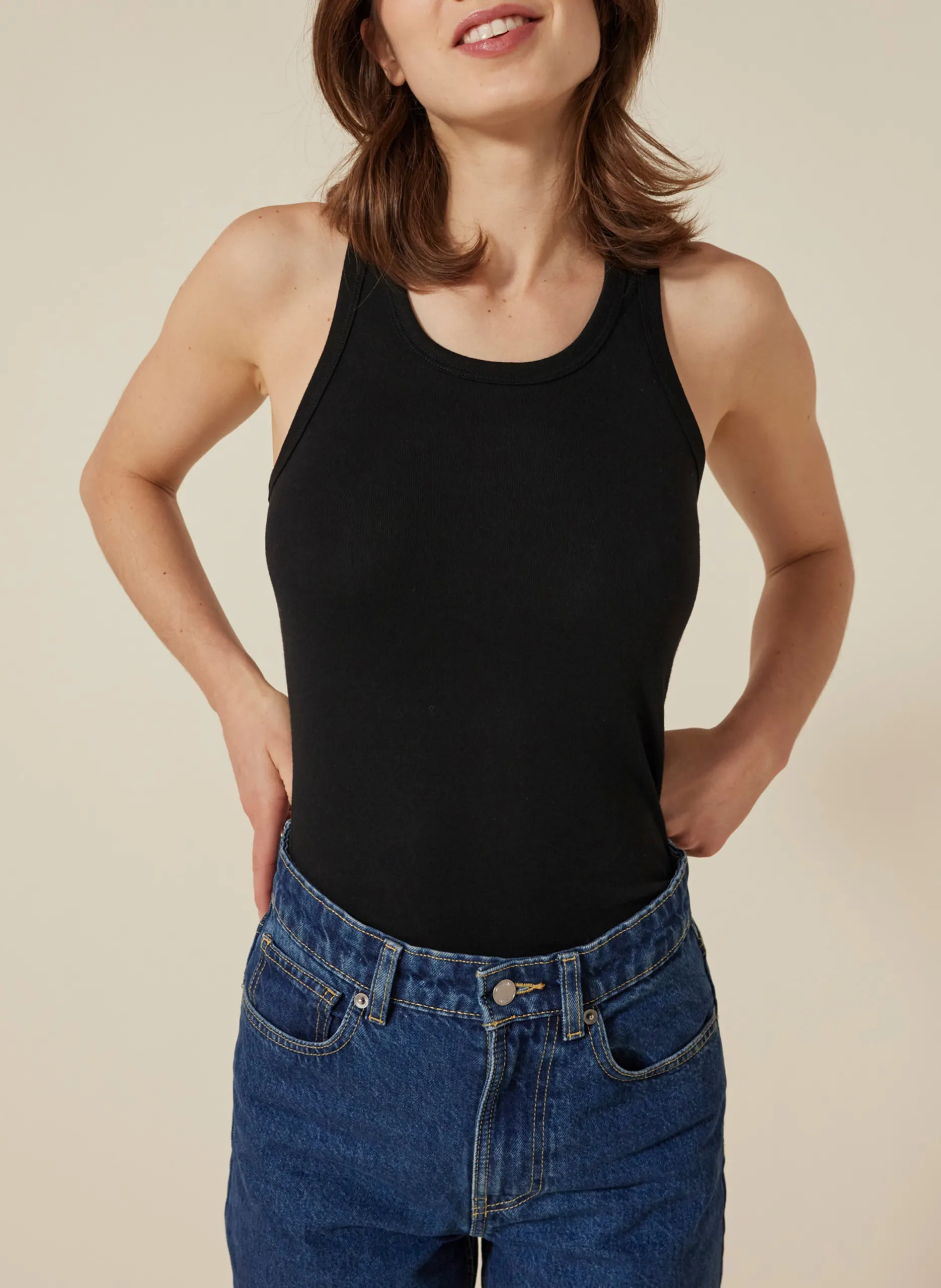 Débardeur ajusté en coton Noir