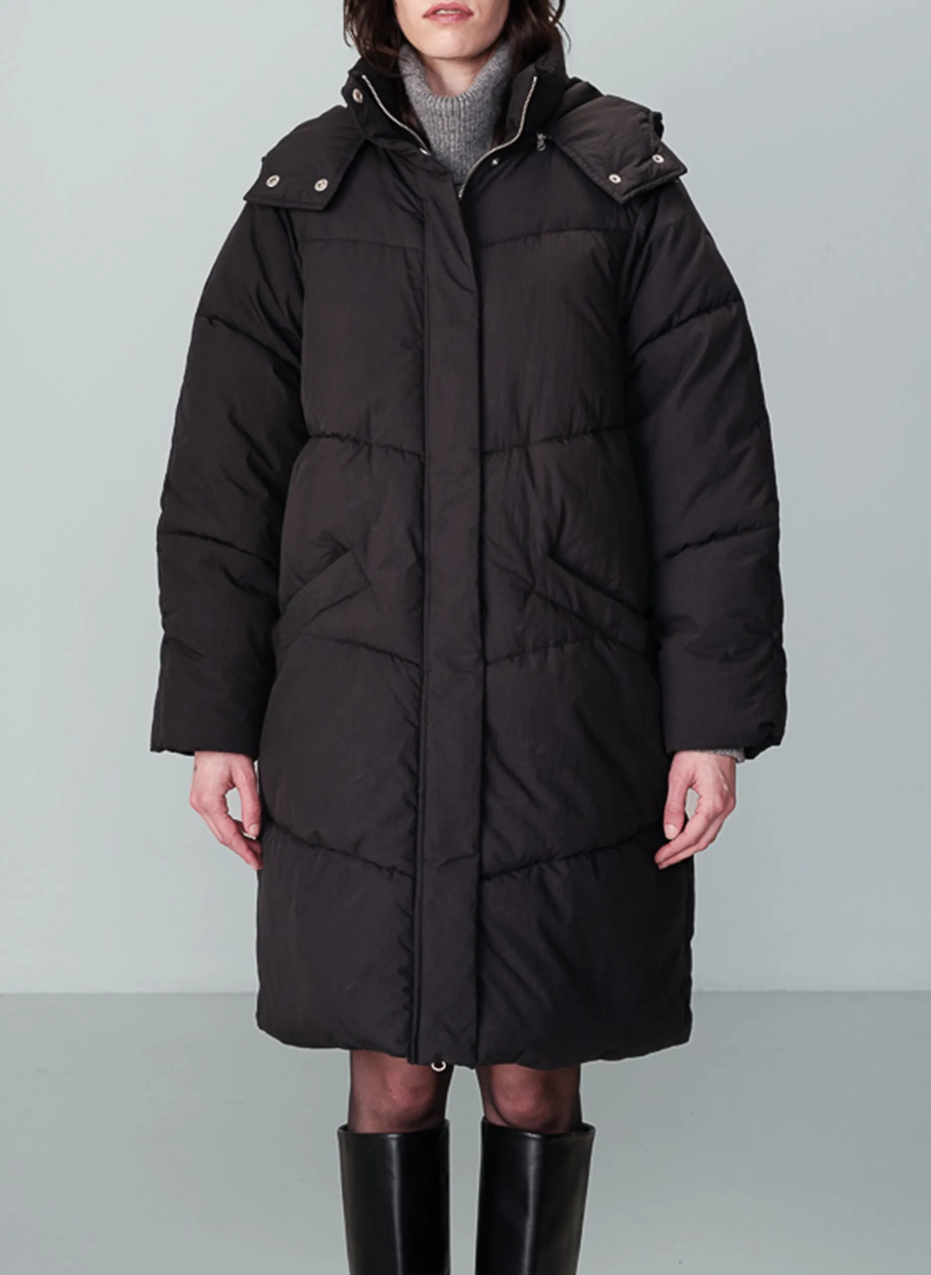 Manteau col montant en coton mélangé Noir NORTH