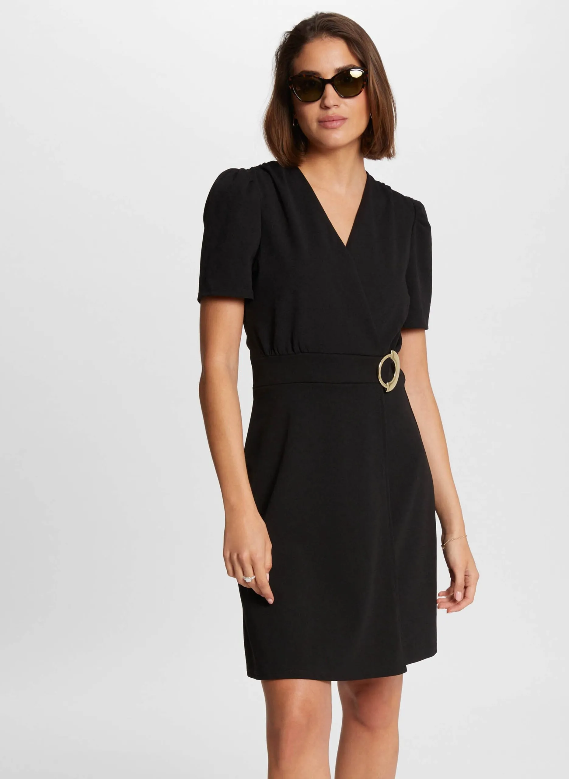 Robe midi portefeuille ceinturée Marron 242-RSCUBA