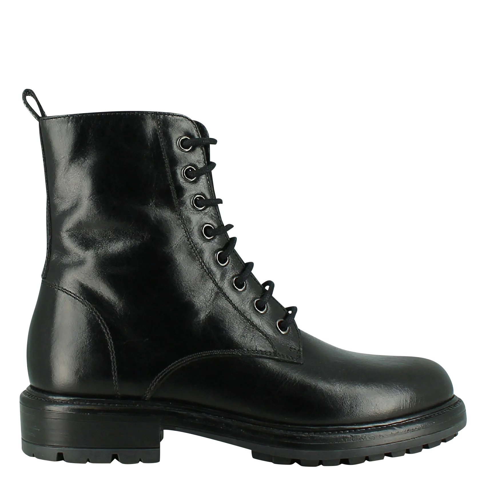 Boots à lacets crantées en cuir Noir CELIMENE