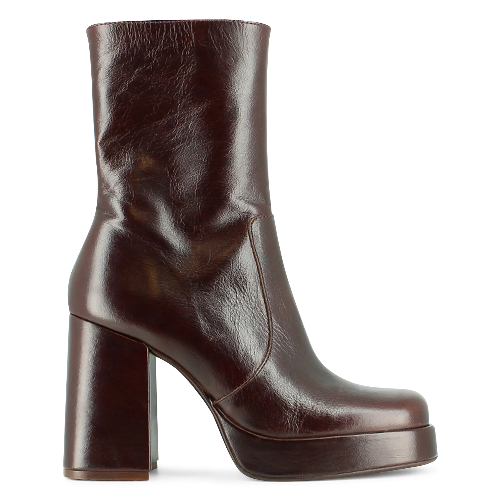 Bottines à talons en cuir vieilli Marron BEN