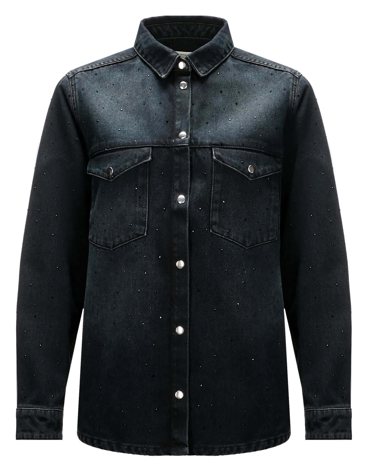 Chemise droite en denim strassée Noir UVIK