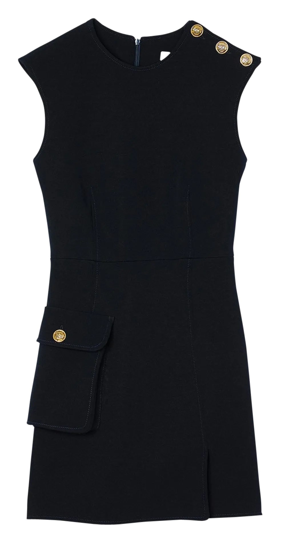 Robe courte moulante à col rond Bleu