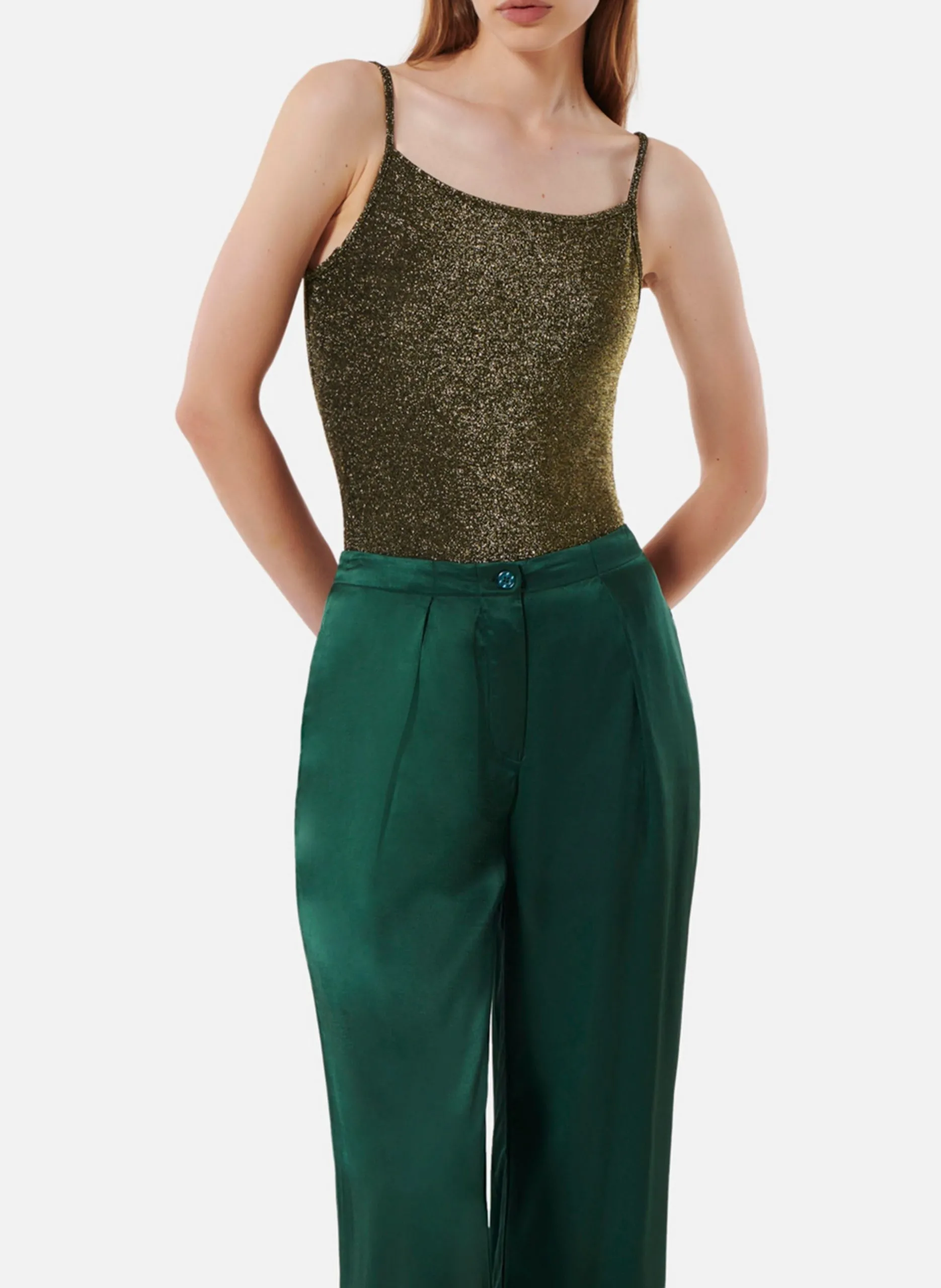 Body à encolure ronde à paillettes Doré DANY