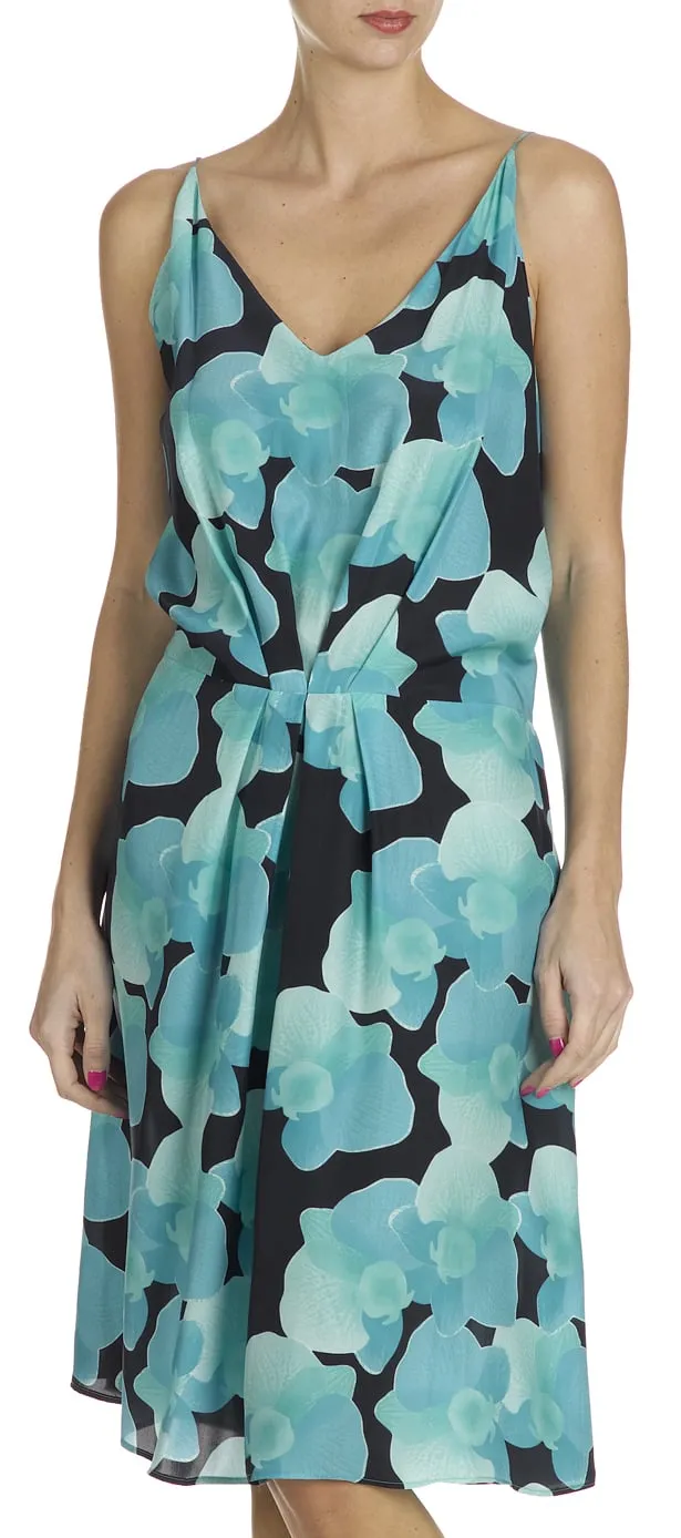 Robe Laurel imprimée soie Bleu