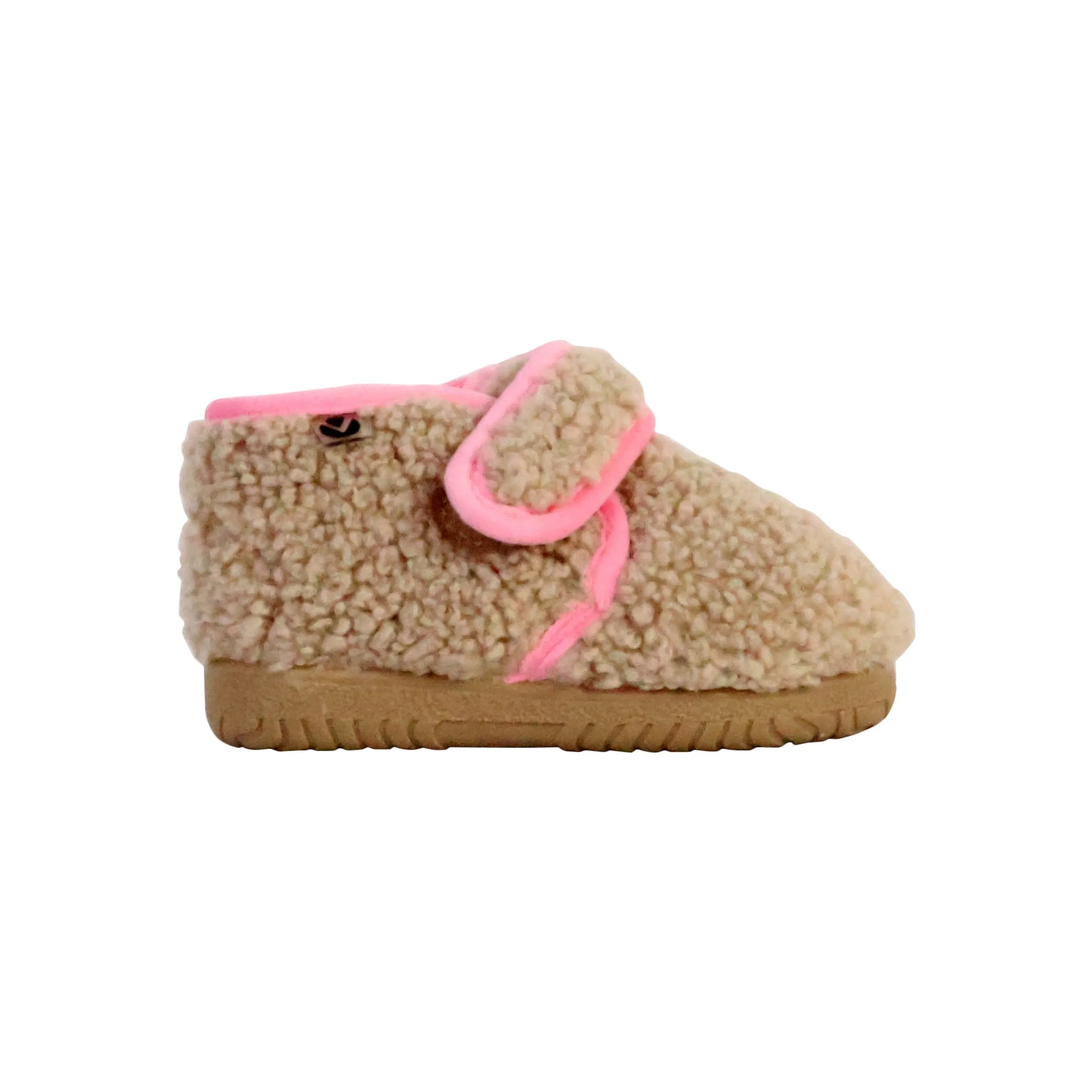 Chausson à scratch enfant Beige