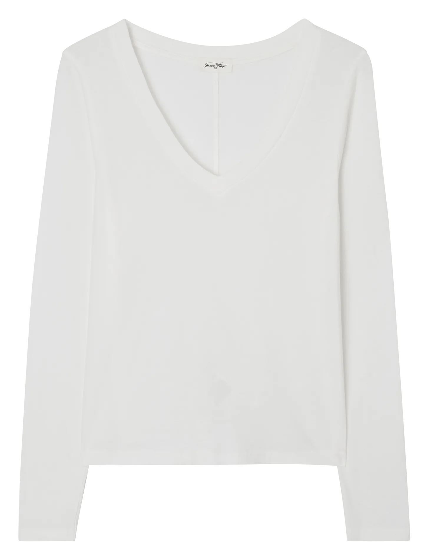 Tee-shirt col V droit en coton Blanc GAMIPY