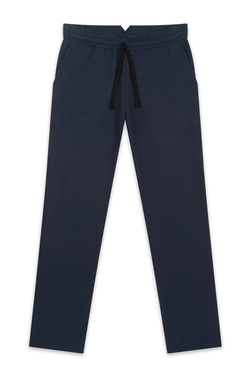 Pantalon de jogging à ceinture plate à l'arrière et élastique devant Bleu PANTALON EN JERSEY DE COTON