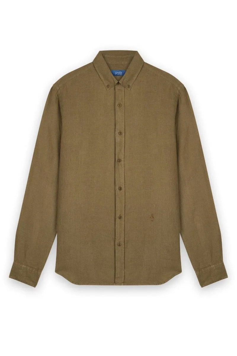 Chemise en lin col à revers Kaki CHEMISE EN LIN COL REVERS BLEU