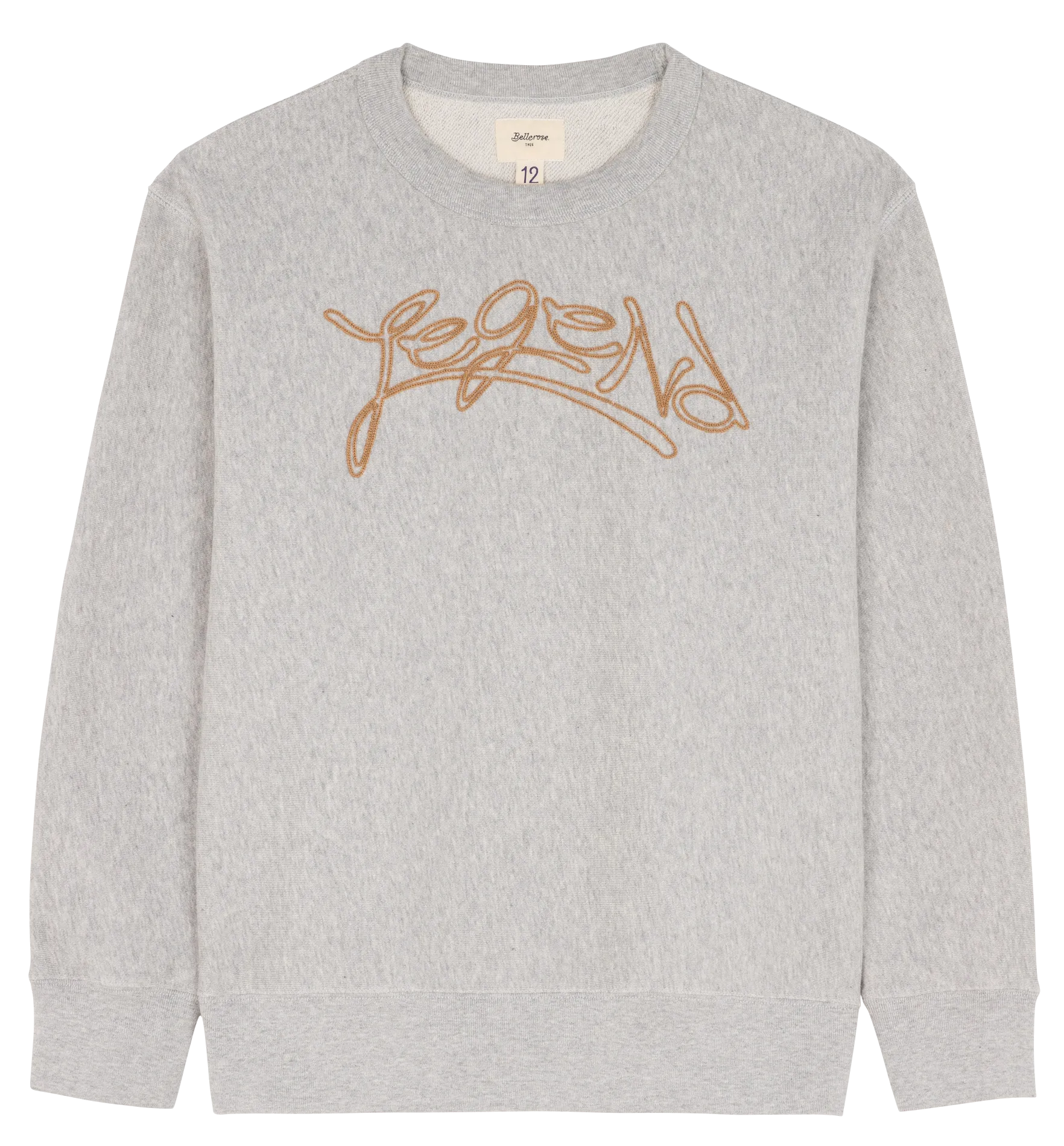 Sweat col rond brodé en coton Gris FAGO