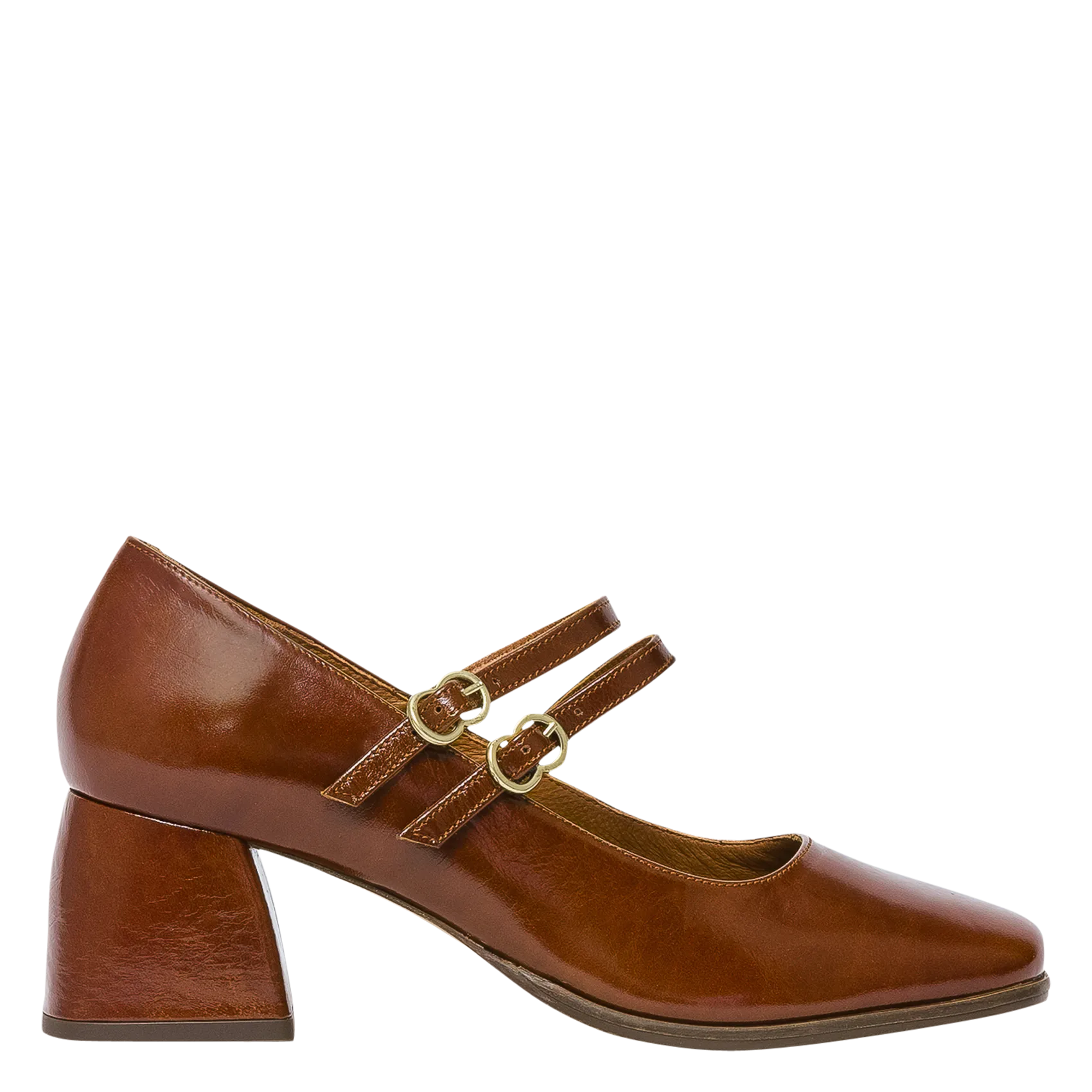 Babies à talons en cuir vernis Marron ISAURE