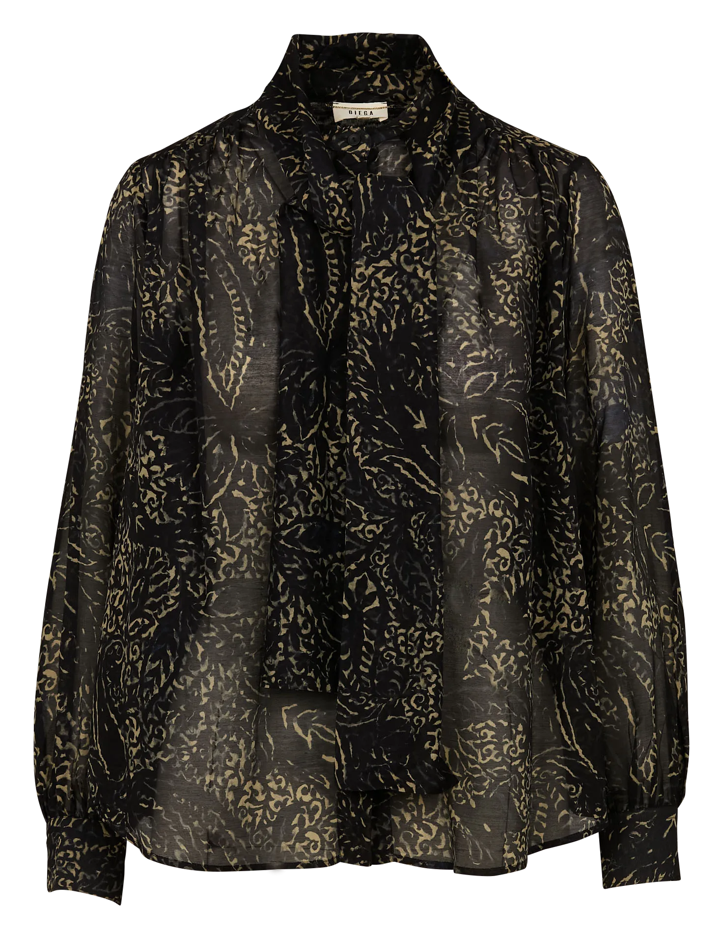 Chemise droite imprimée en coton et soie Bleu CARMINA