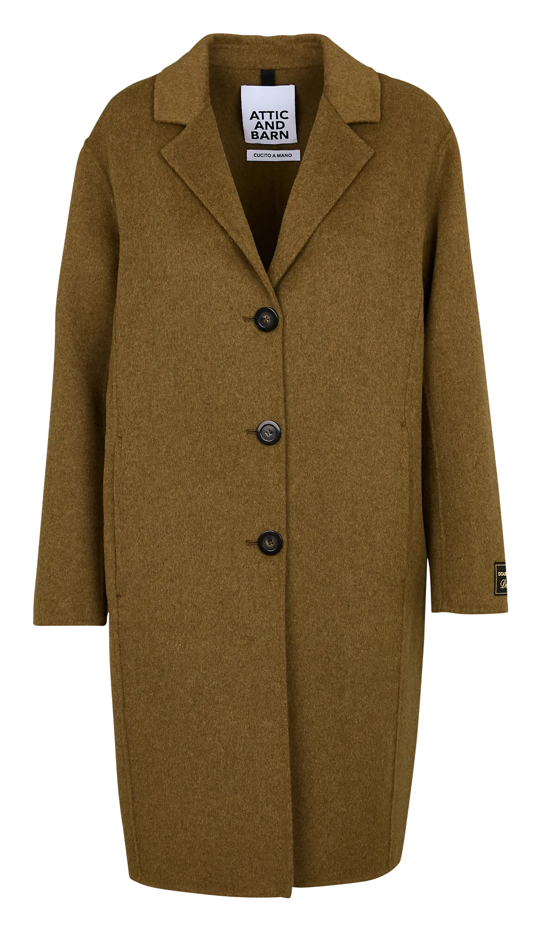 Manteau droit col tailleur en laine mélangée Vert FAGGIO