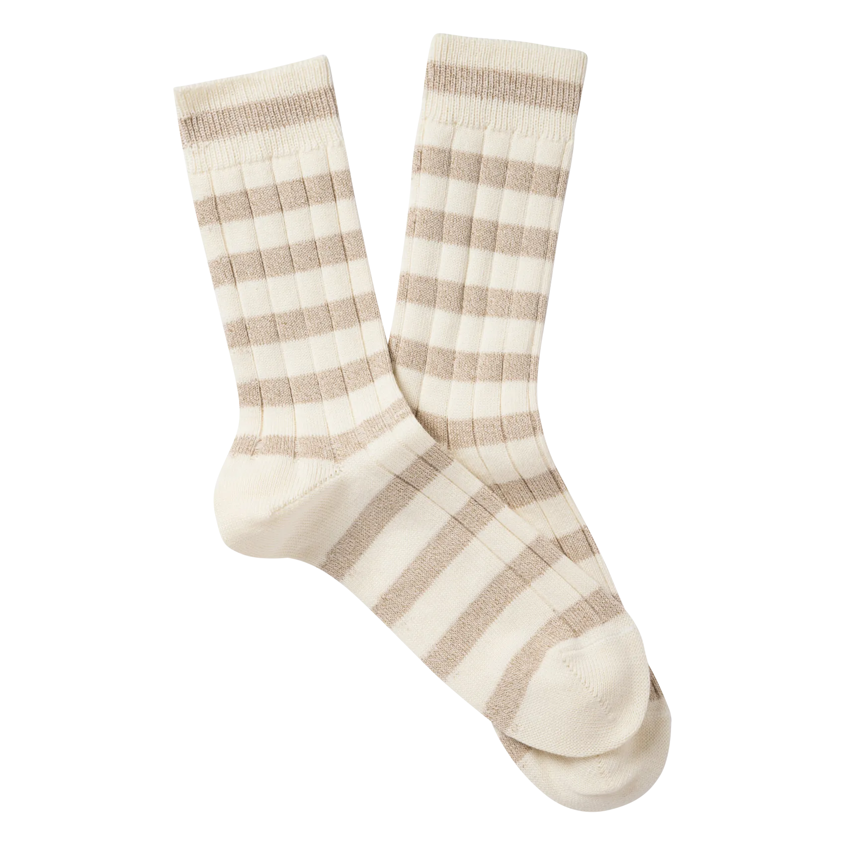 Chaussettes rayées en coton mélangé Blanc MISIA