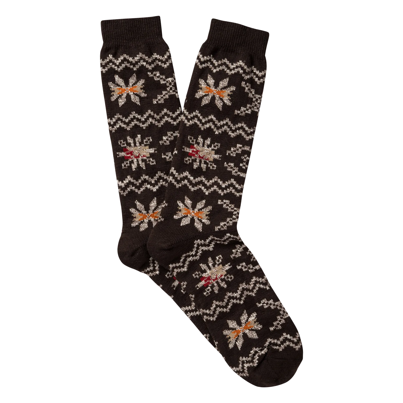 Chaussettes en coton mélangé Marron FAIR ISLE