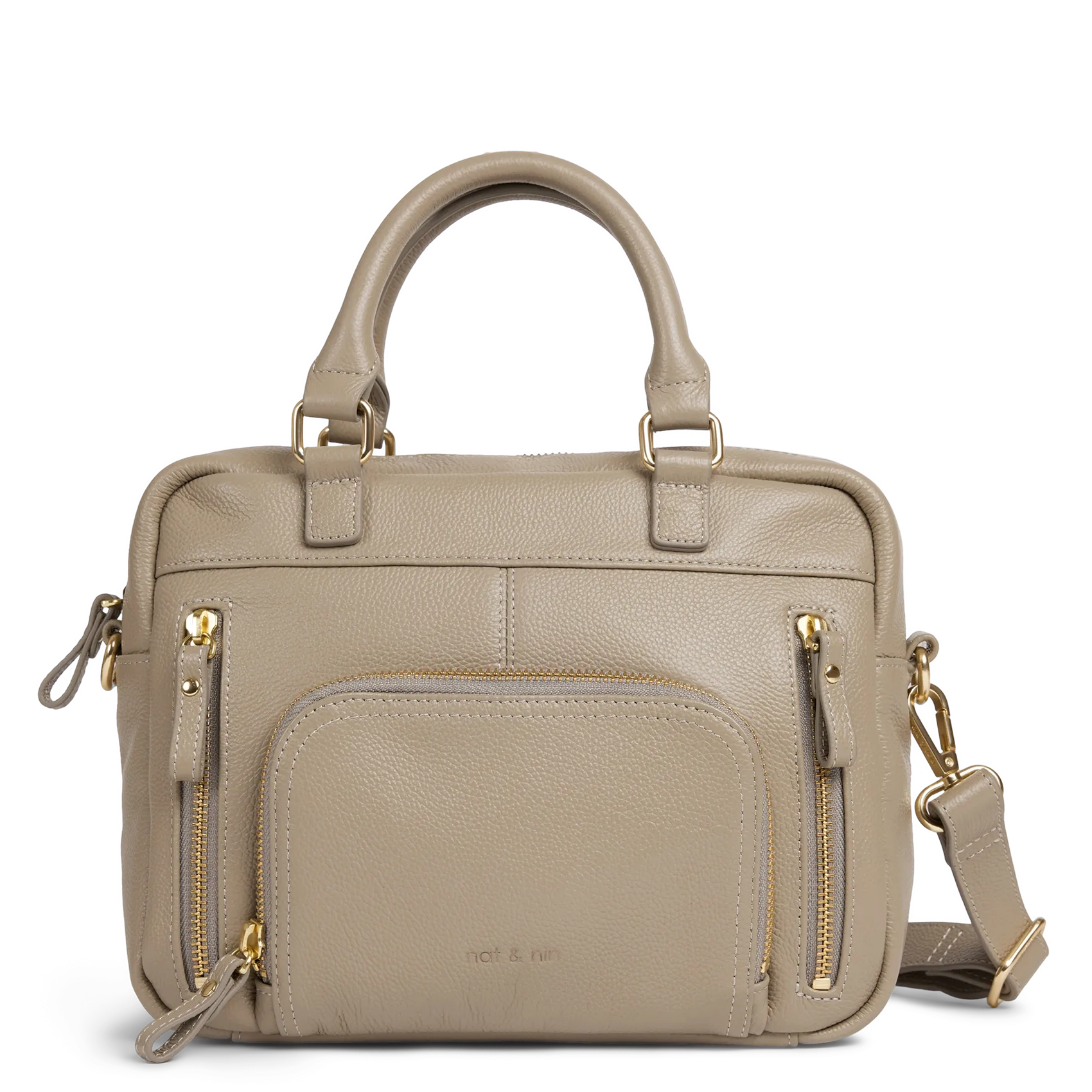 Sac à main multipoches en cuir Gris MACY