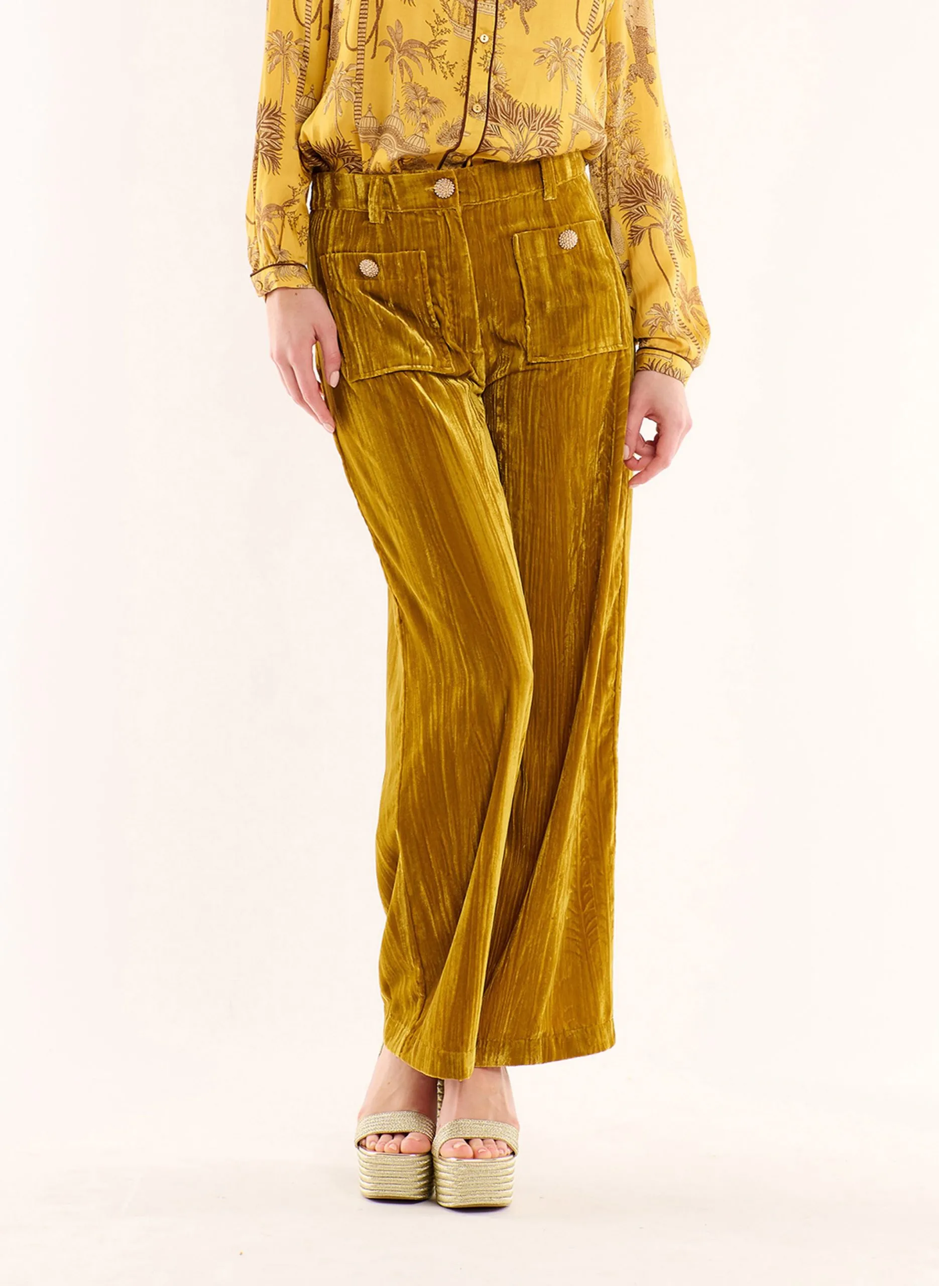 Pantalon large effet velours Marron KOFFI