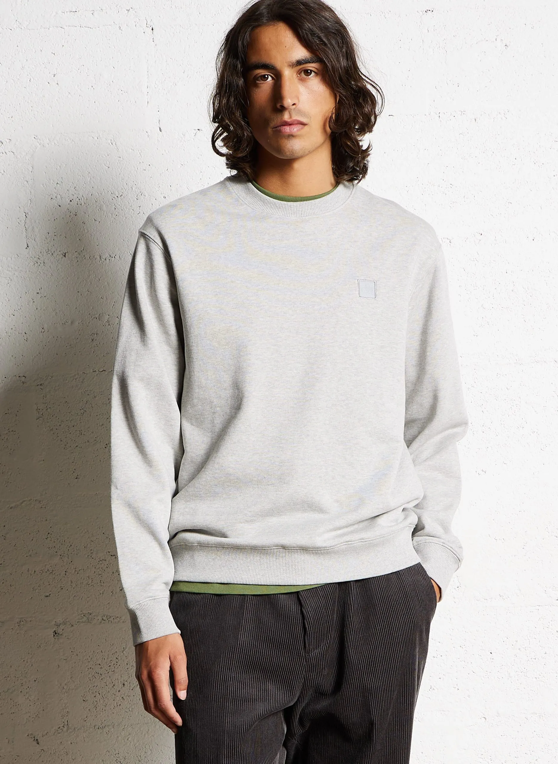Sweat ample col rond en coton Gris