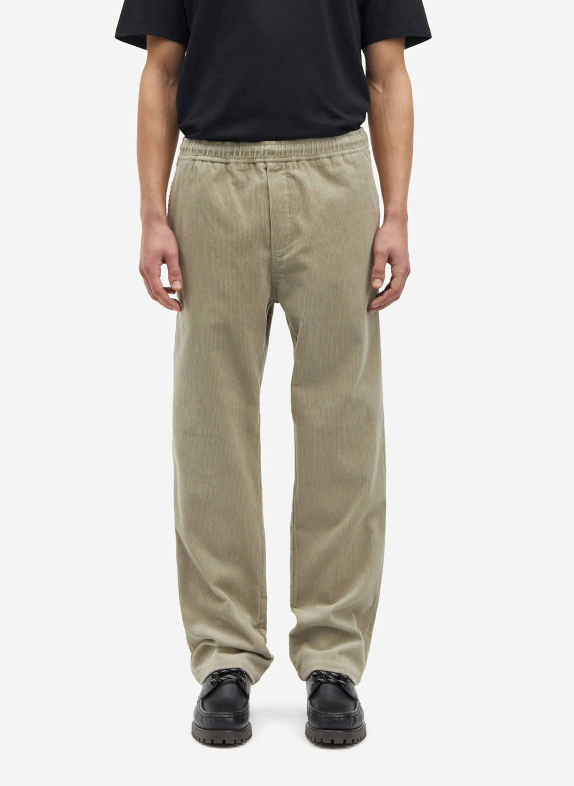 Pantalon droit en velours côtelé Beige JABARI