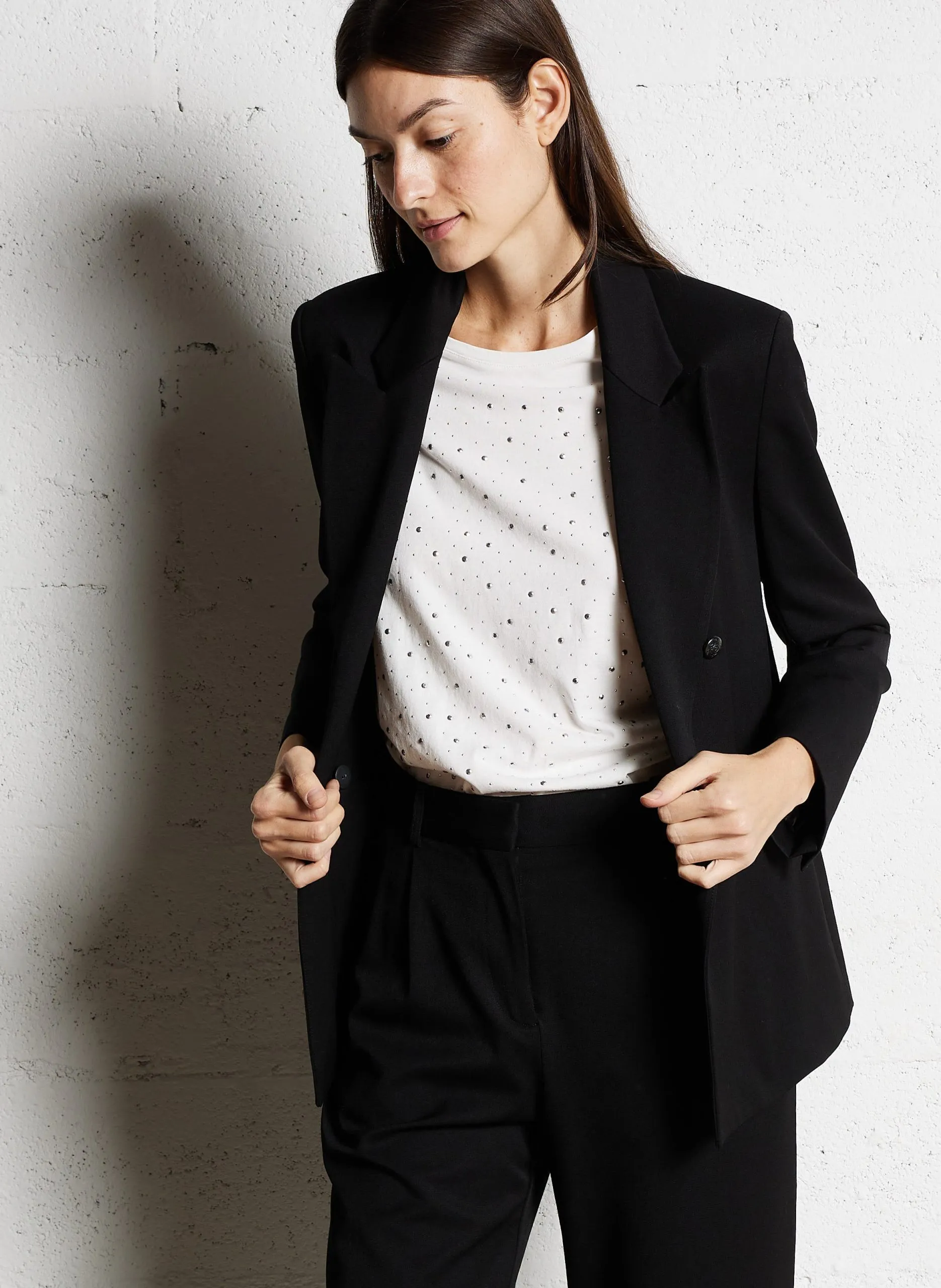 Veste droite col tailleur Noir