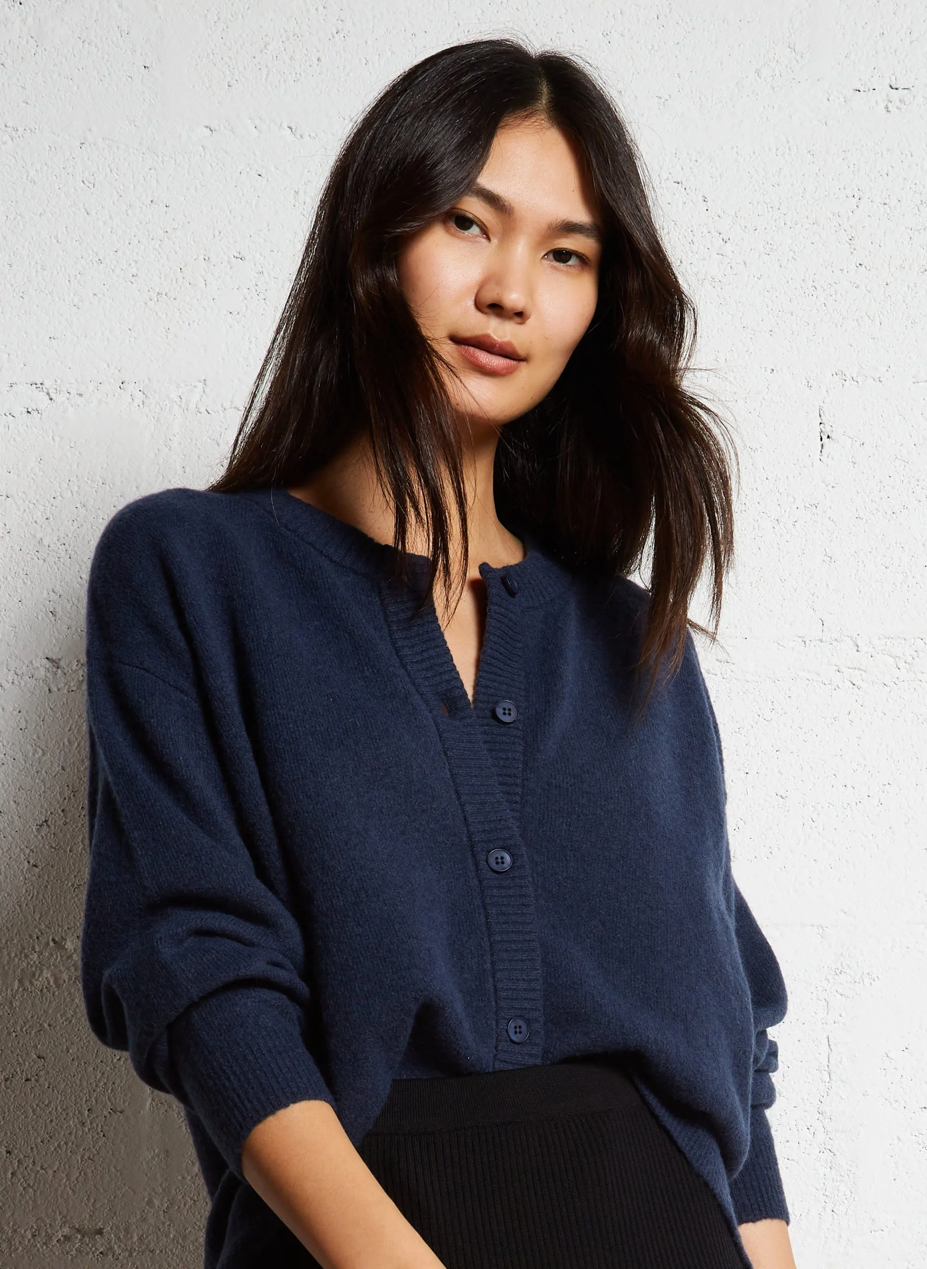 Gilet oversize col rond boutonné Bleu DAMSVILLE