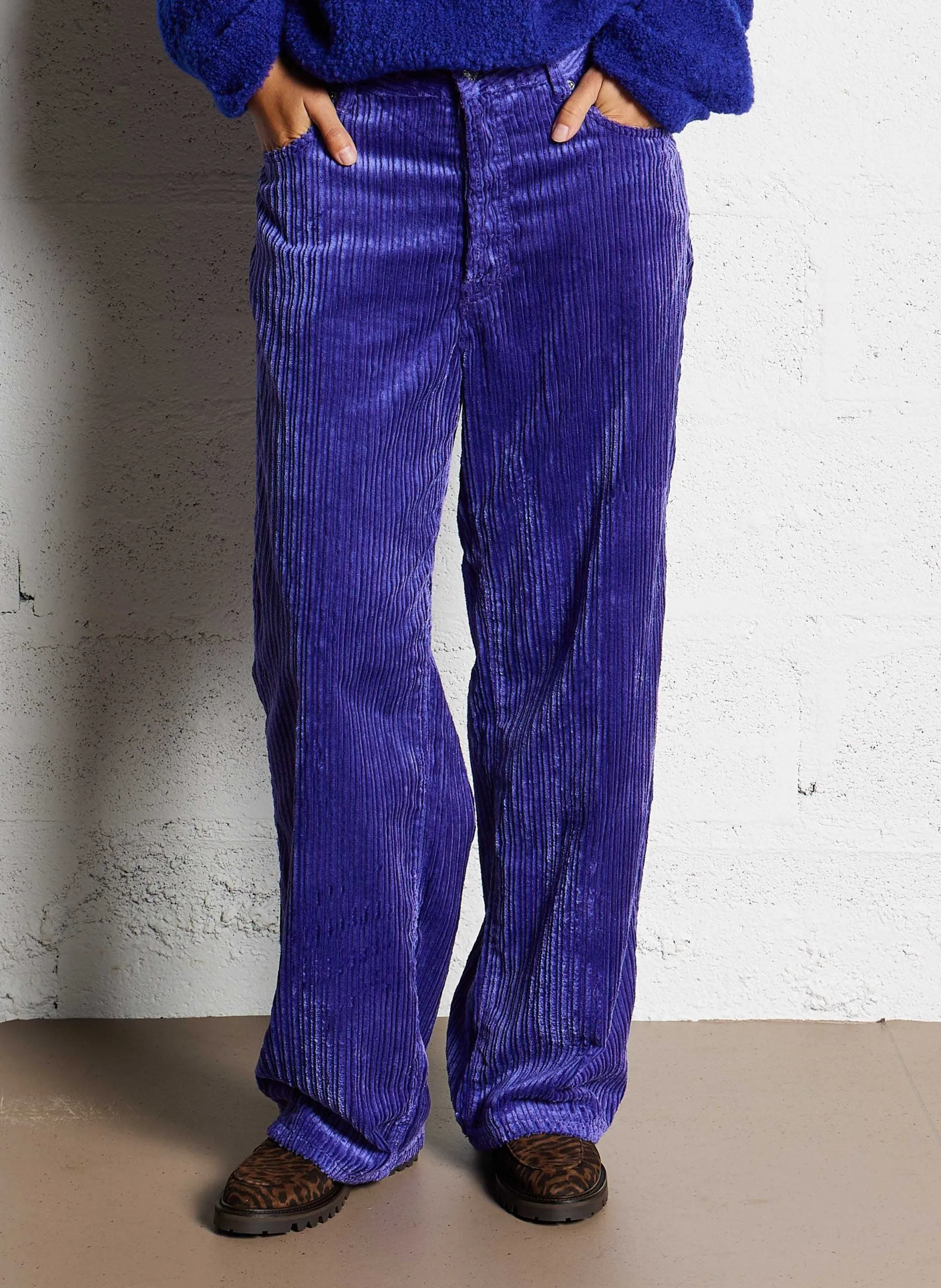Pantalon droit en coton mélangé Violet PATY