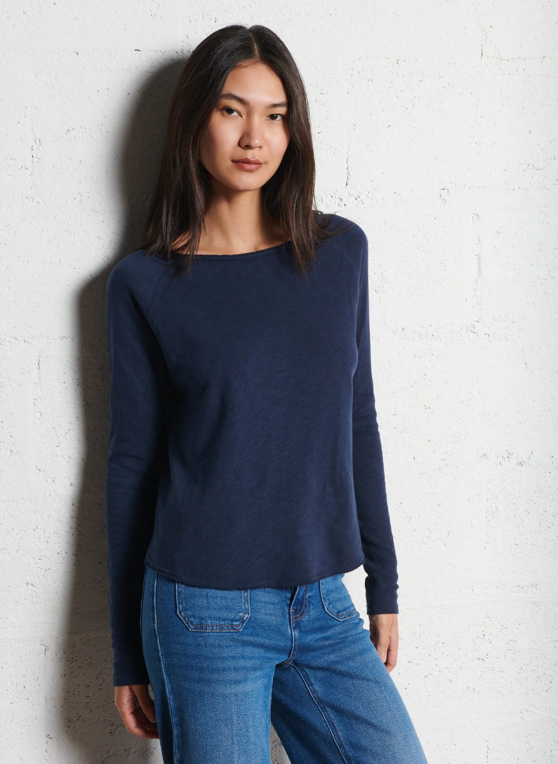 Tee-shirt à col bateau en coton Bleu SONOMA