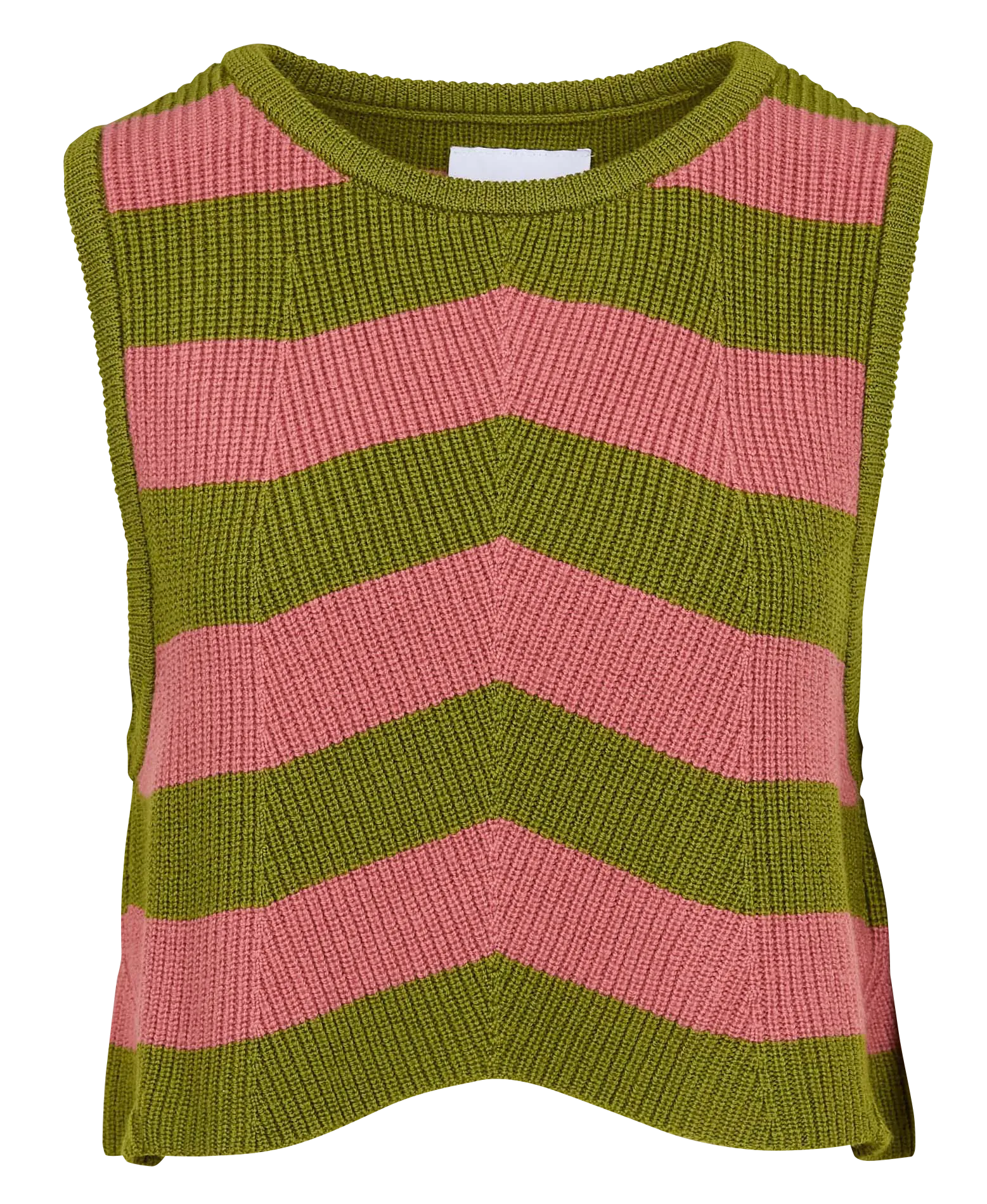 Pull sans manches rayé en laine Vert ANNIE