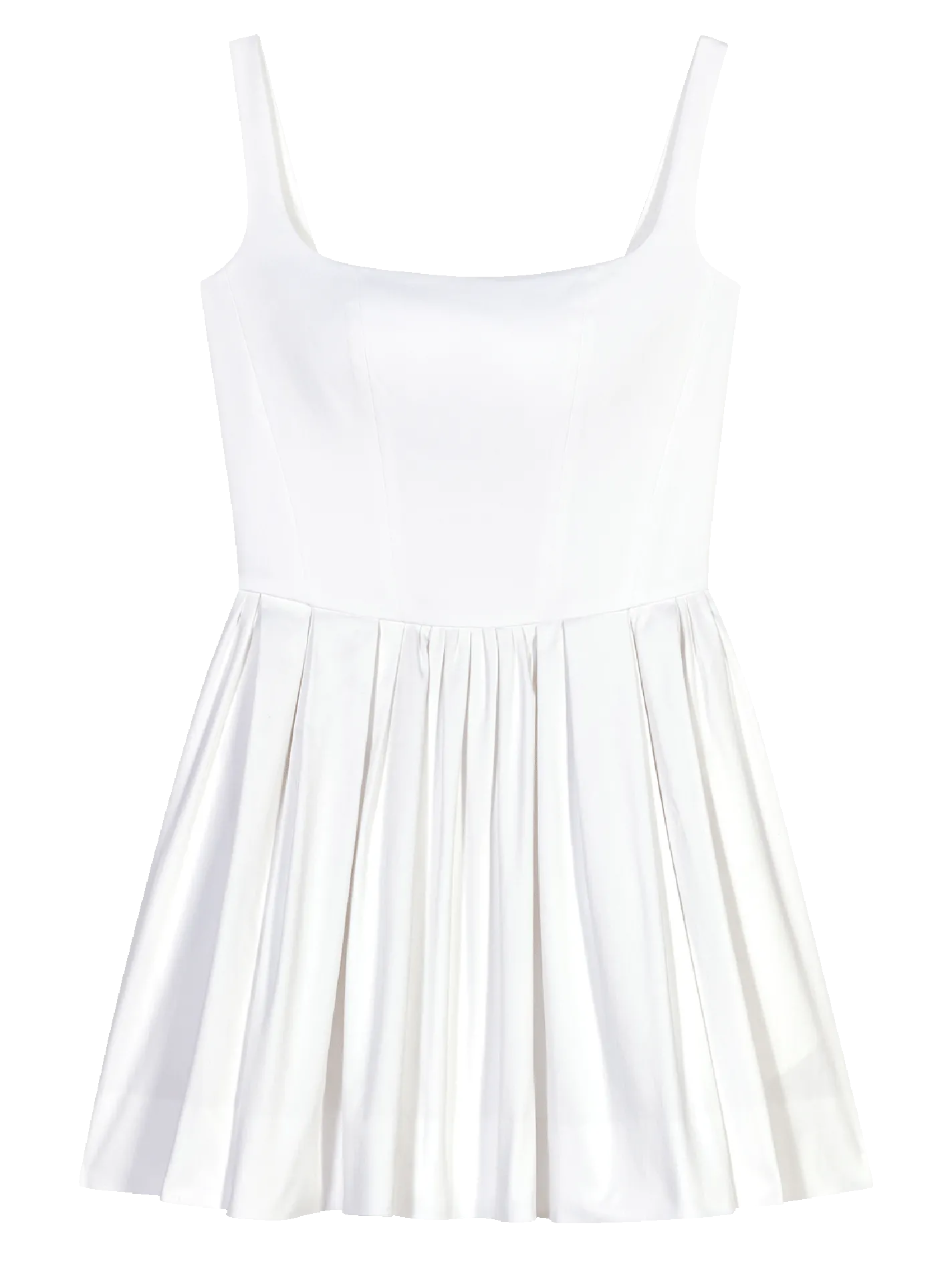 Robe courte évasée col carré en coton mélangé Blanc