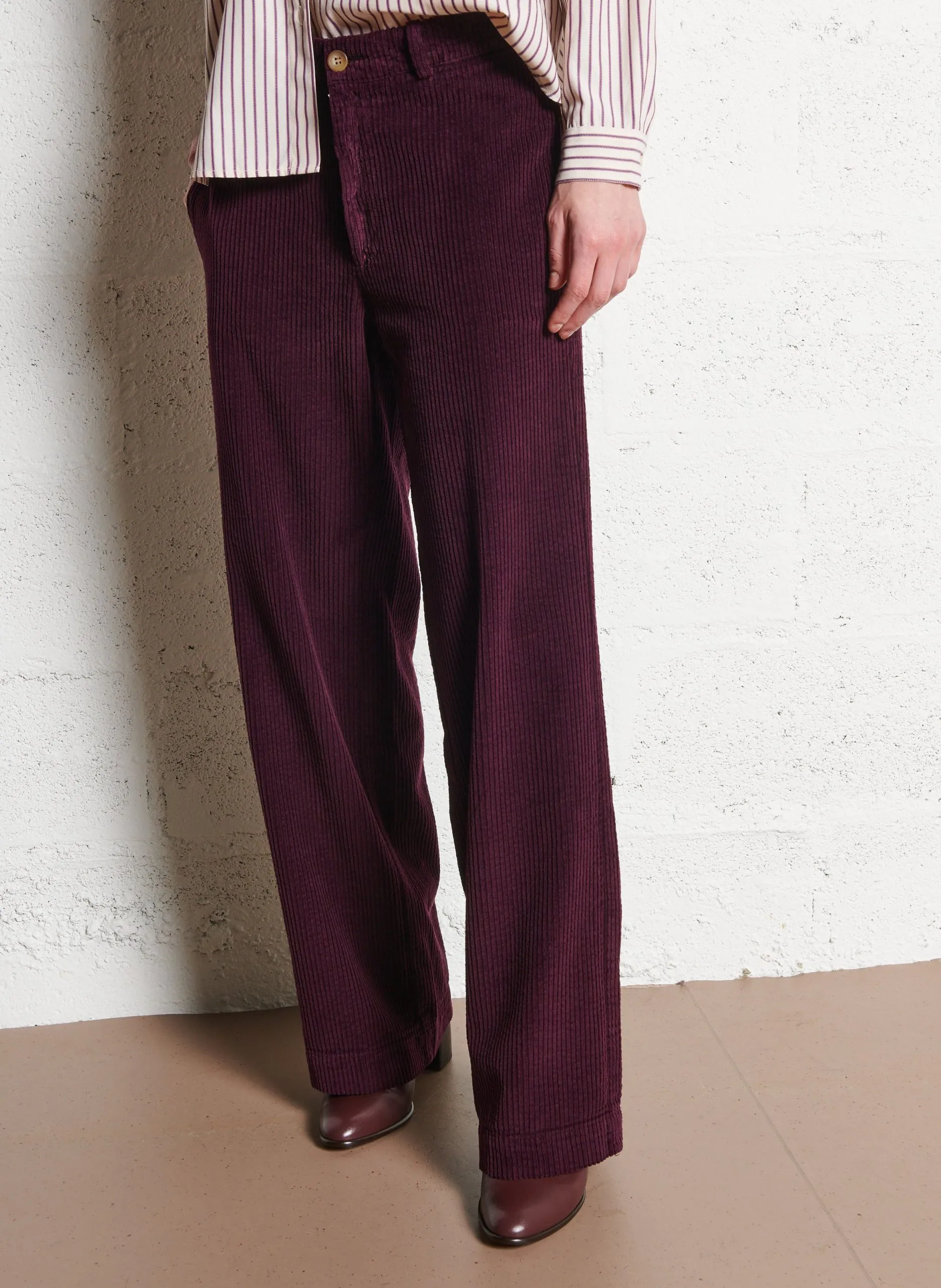 Pantalon droit en velours cotelé Rouge ROBERT