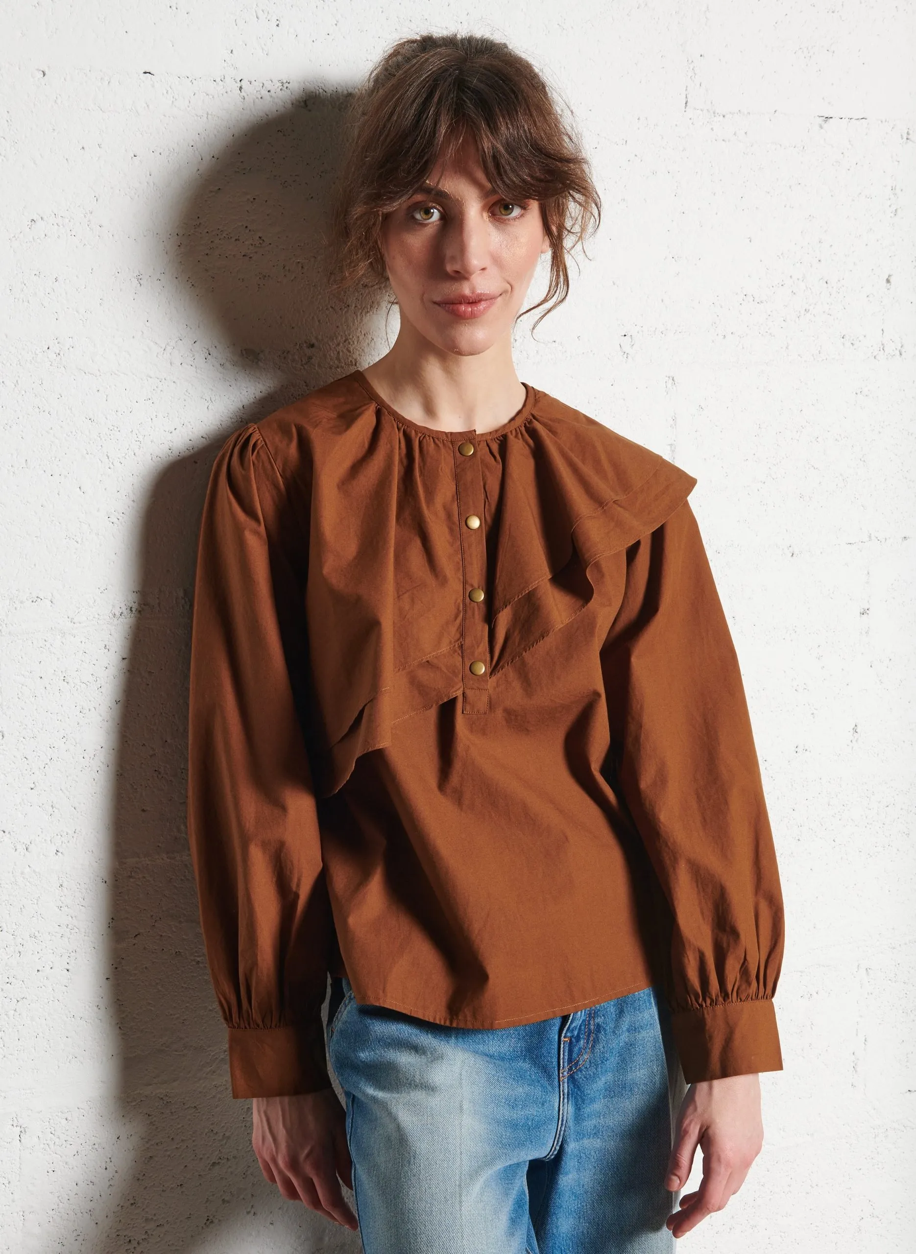 Blouse col rond Marron GERMAIN