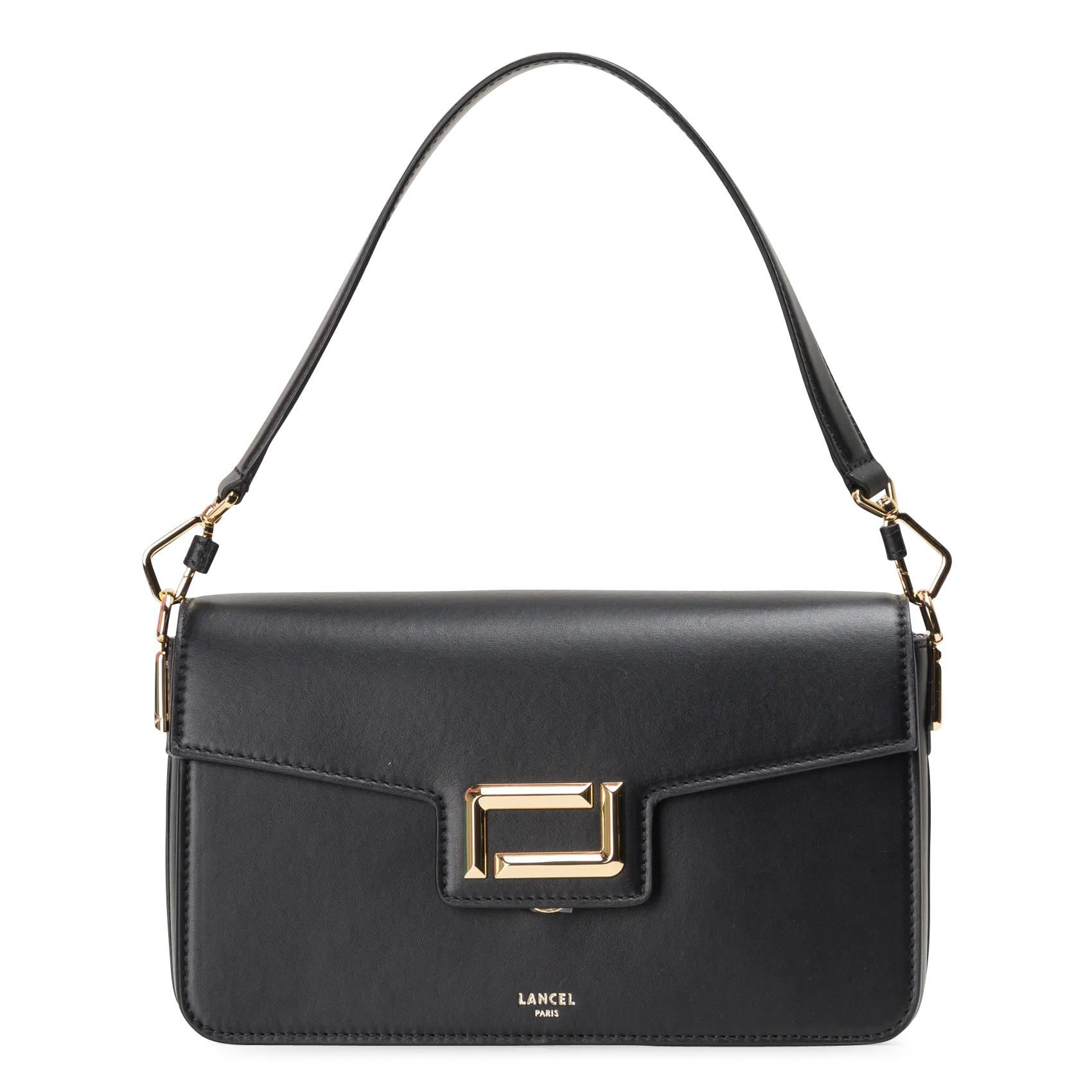 Sac bandoulière à rabat en cuir Noir ANGELE M