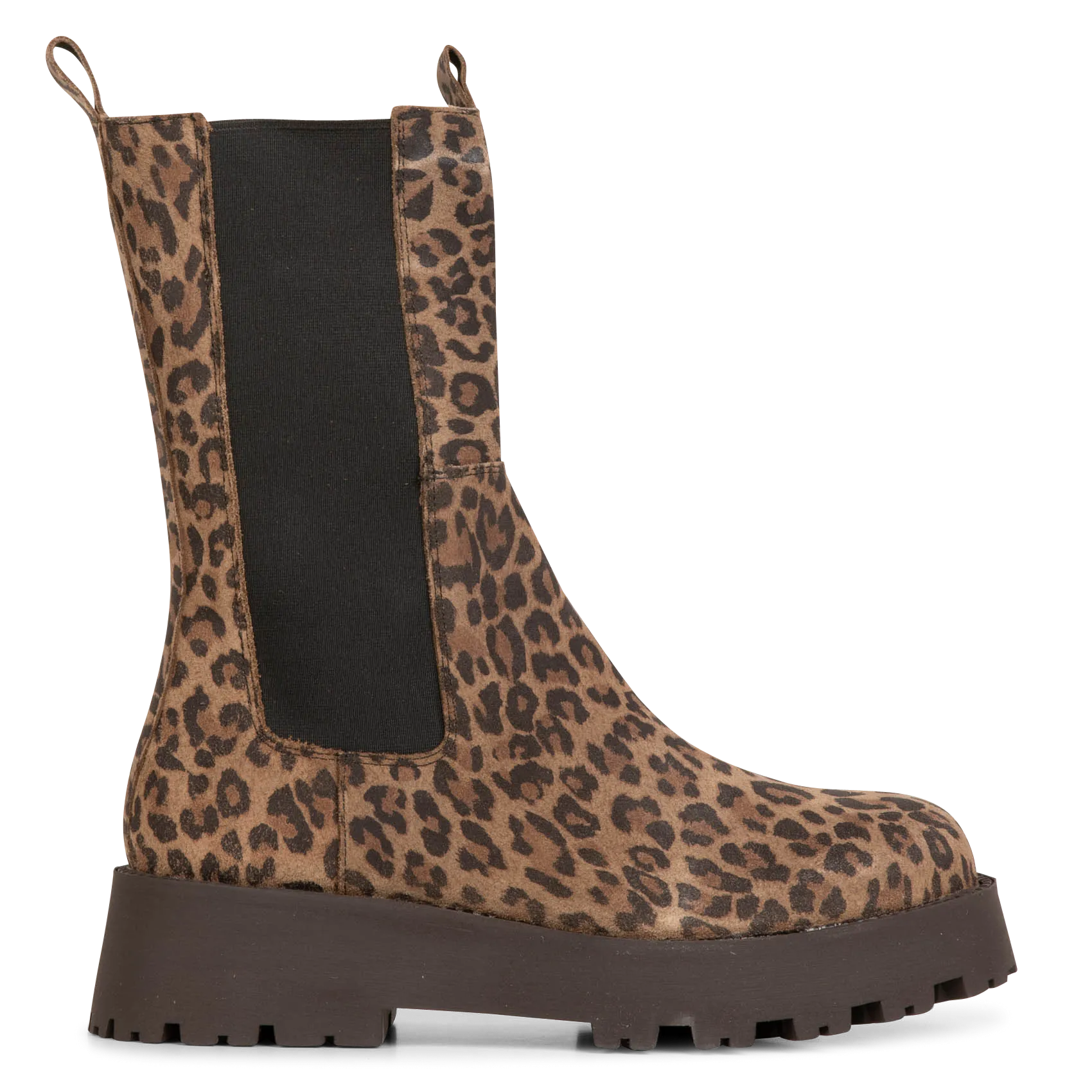 Bottines crantées en cuir imprimé léopard Marron CLUB