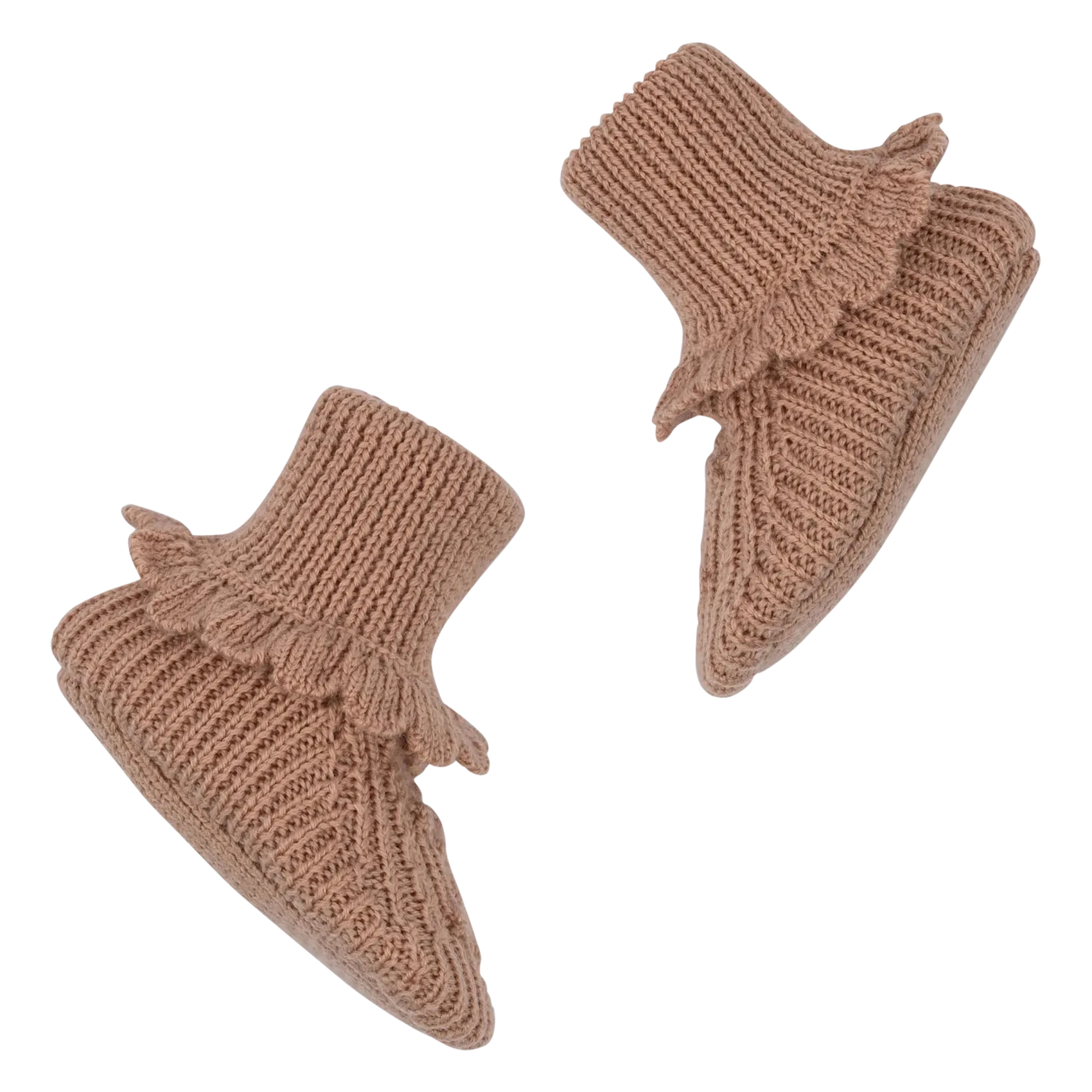 Chaussons tricotés en laine Marron CABBY