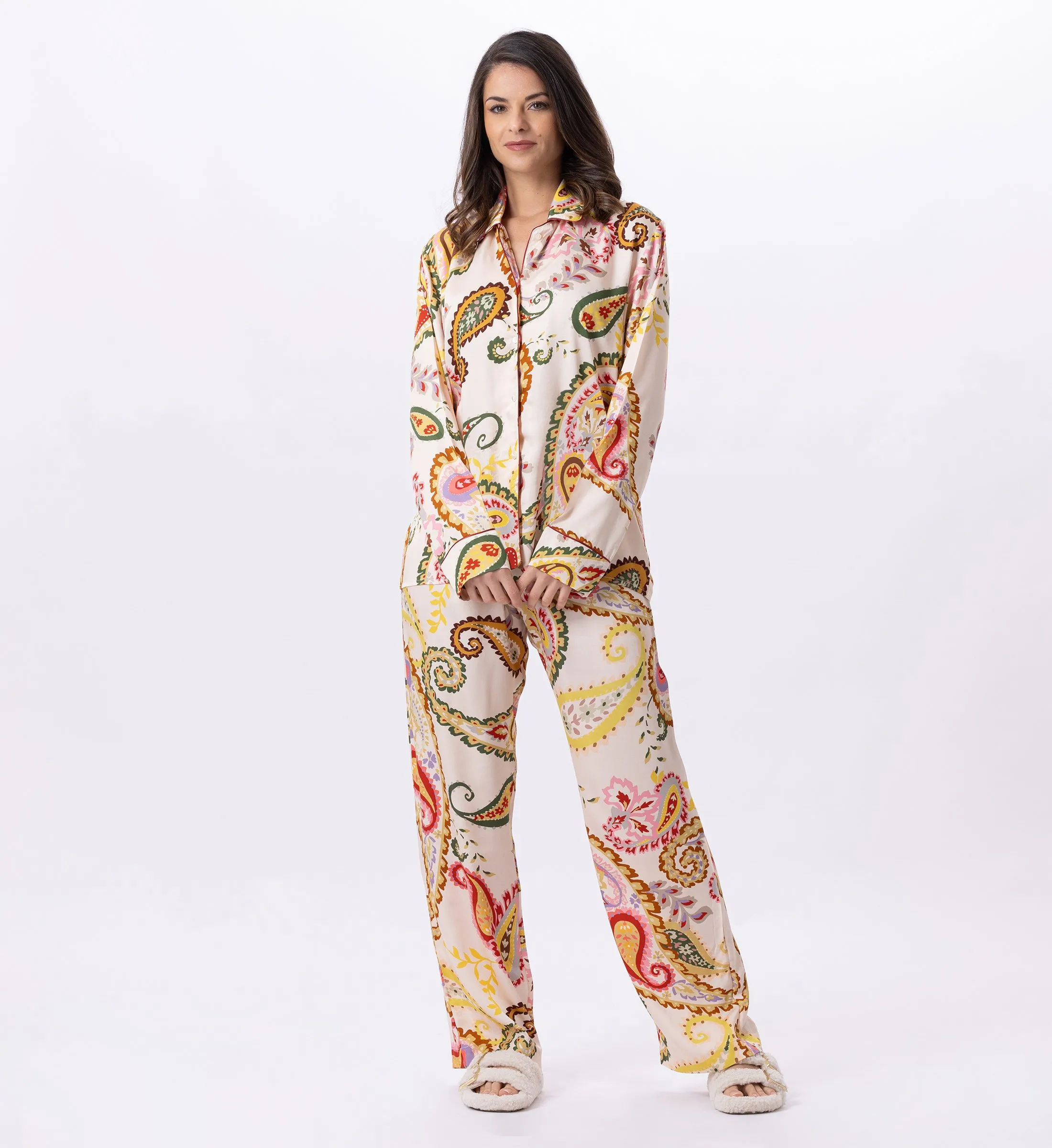 Pyjama boutonné en viscose Multicolore ALLEGRA 806
