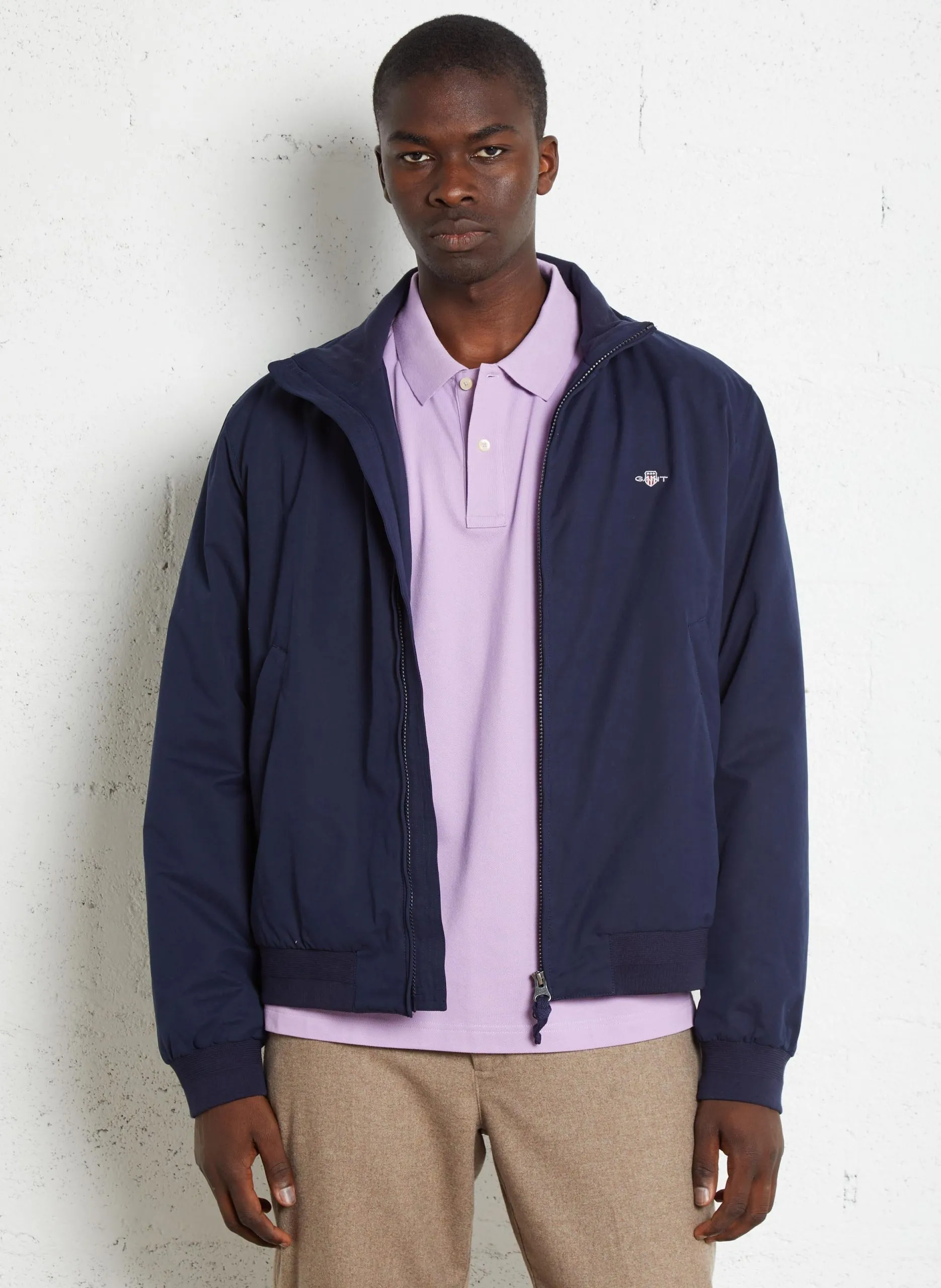 Veste droite à col montant Bleu