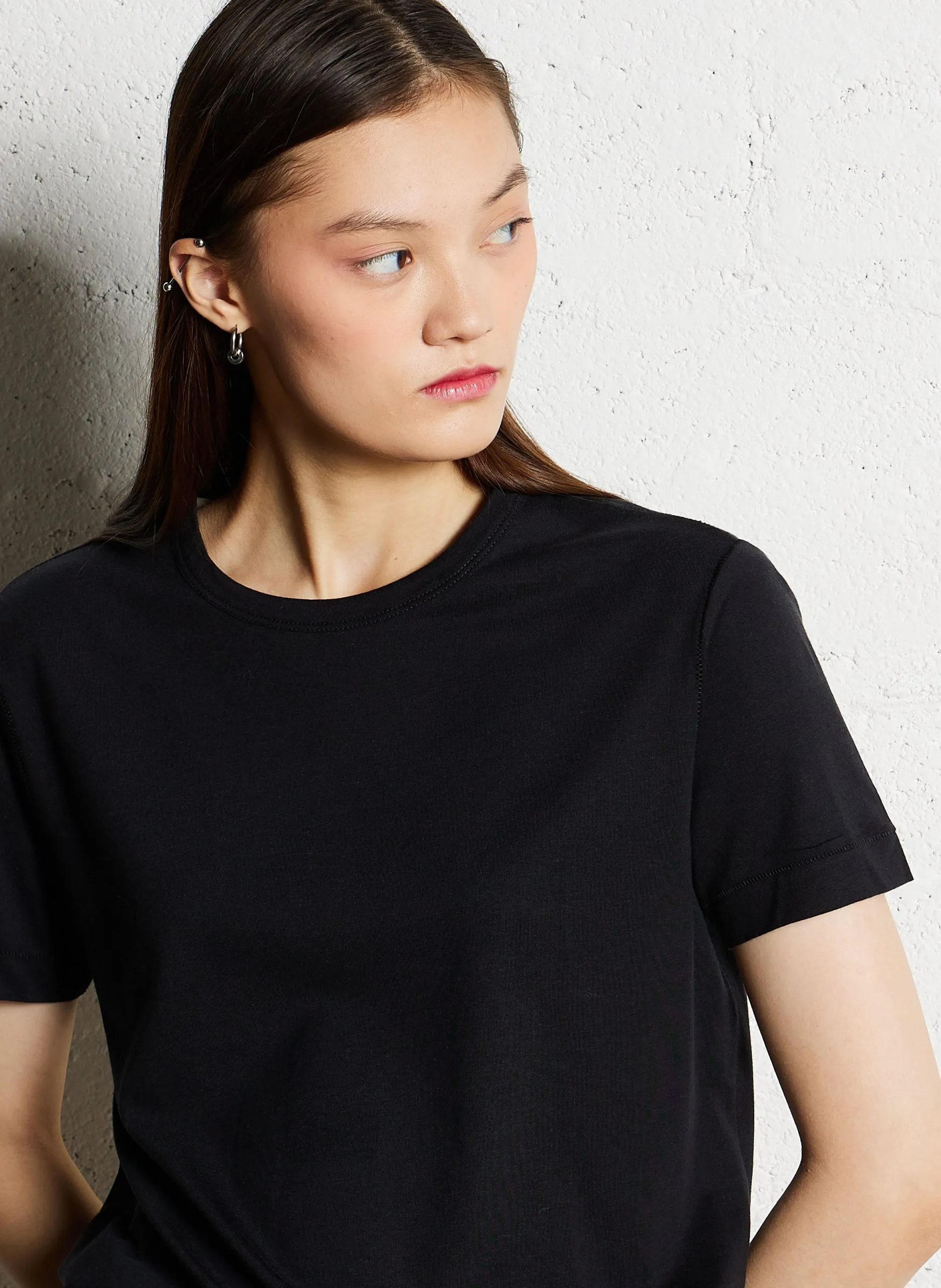 Tee-shirt droit col rond Noir