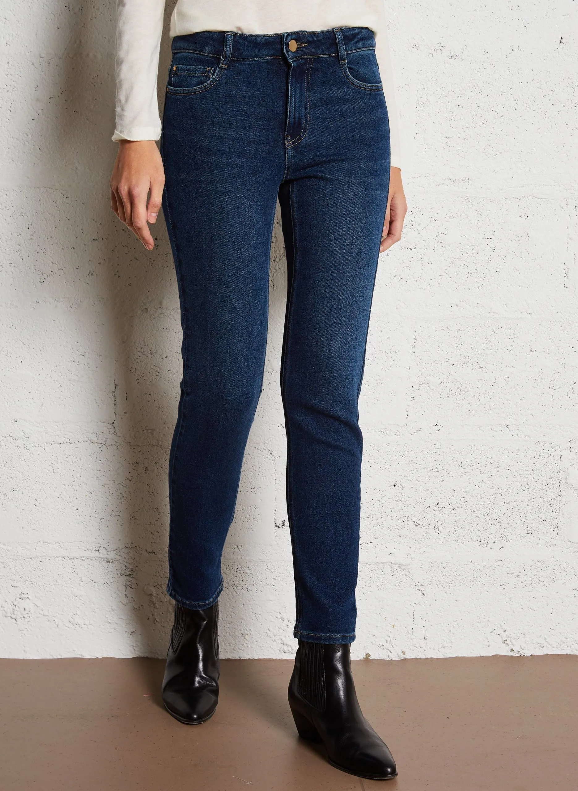 Jean slim brut en coton mélangé Bleu LOU