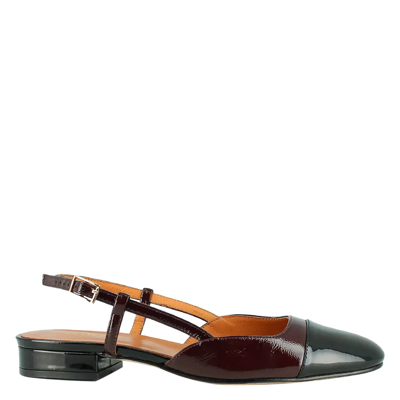 Ballerines ouvertes en cuir vernis Rouge DHAPOU