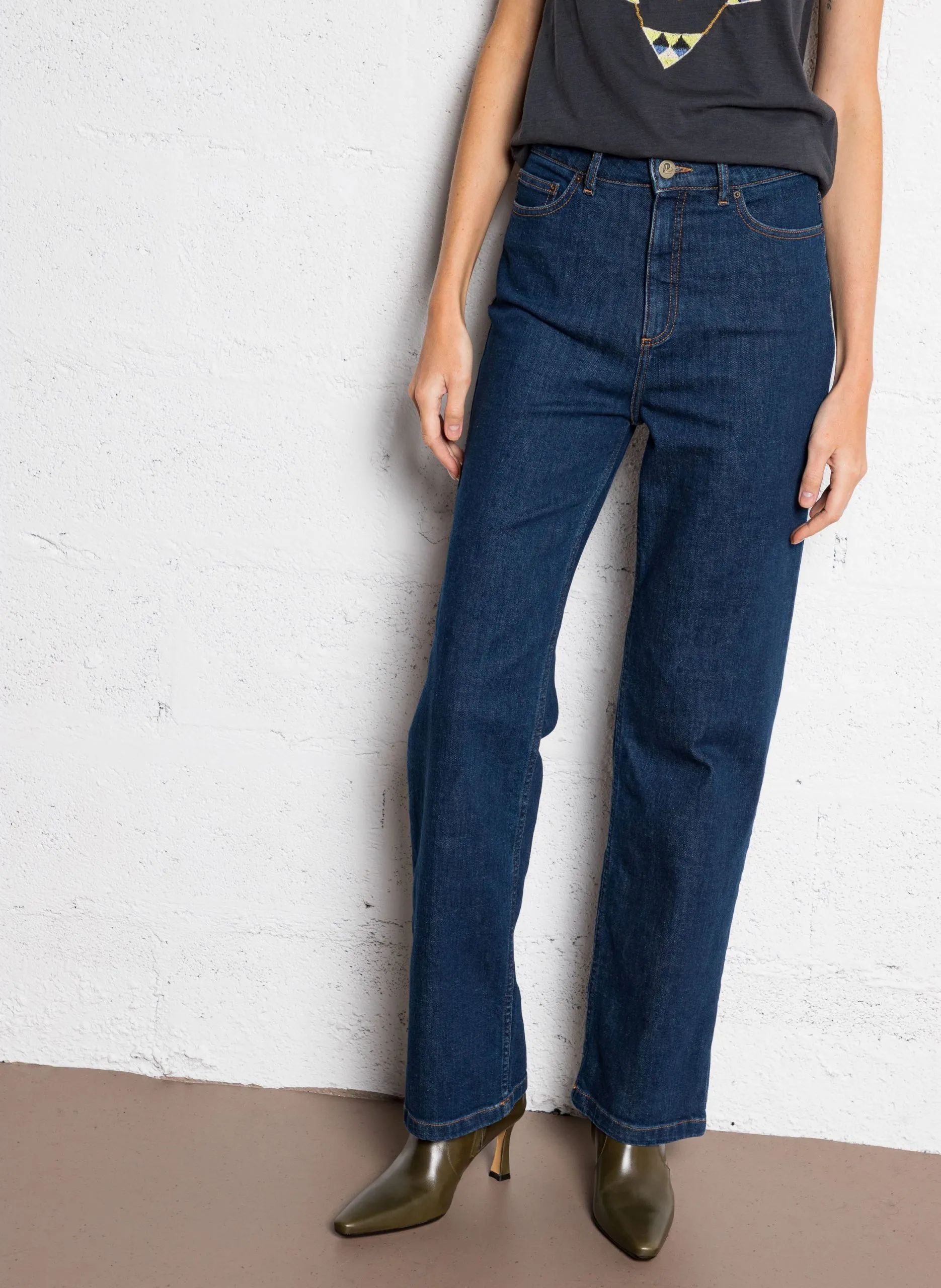 Jean droit en coton mélangé Bleu NAMELIE