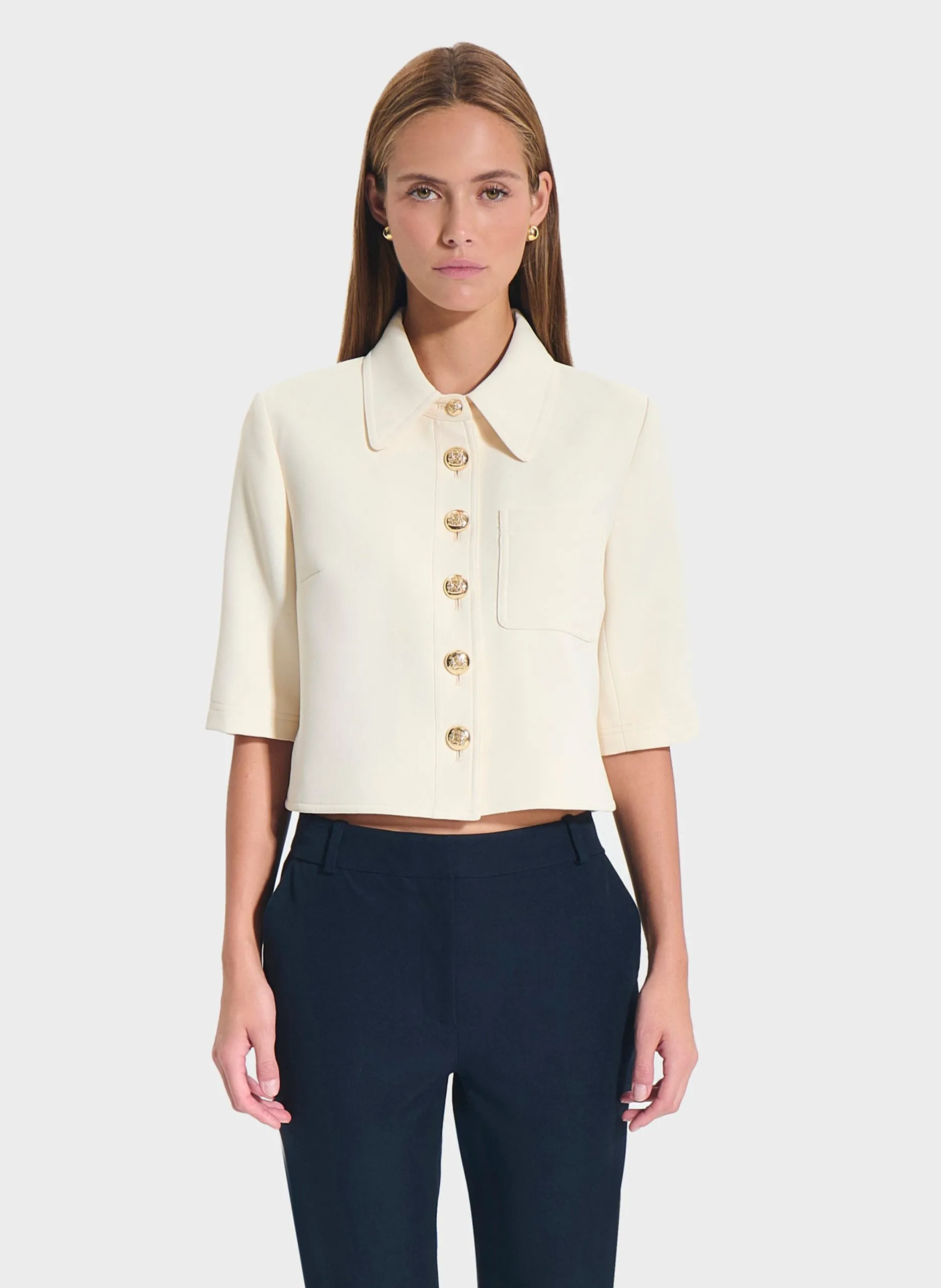 Chemise droite en maille Blanc CELINA